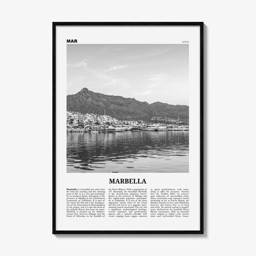 Marbella Print Black and White, Marbella Wall Art, Marbella Poster, Marbella Photo, Marbella Wall Decor, Andalusia, Spain, España, Europe