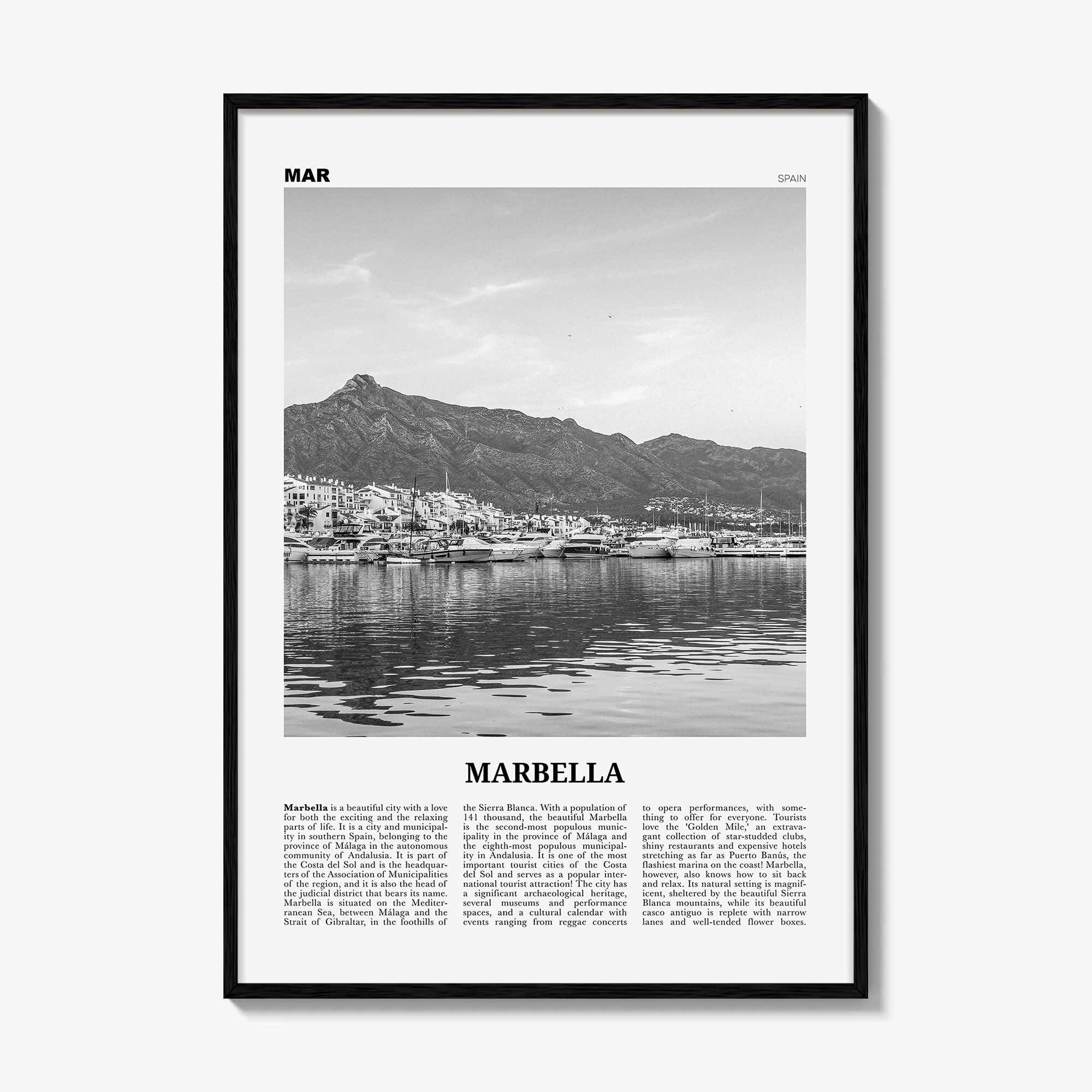 Marbella Print Black and White, Marbella Wall Art, Marbella Poster, Marbella Photo, Marbella Wall Decor, Andalusia, Spain, España, Europe