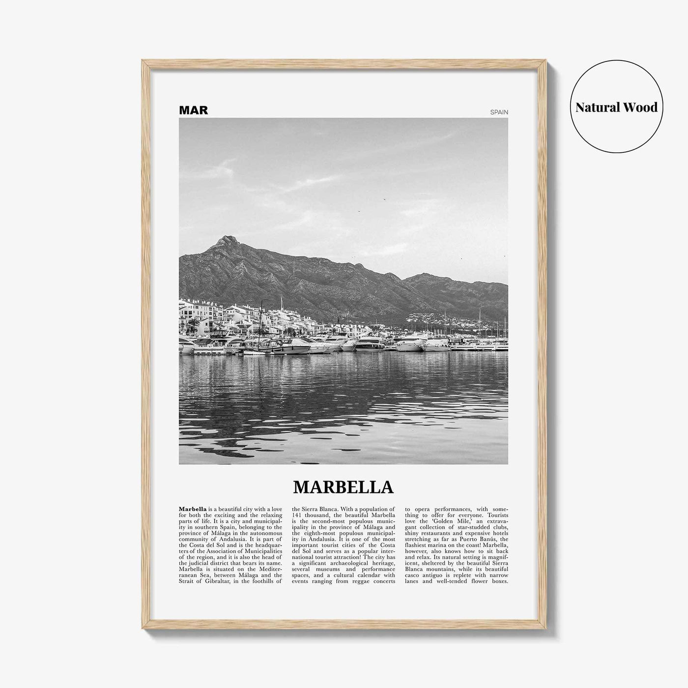 Marbella Print Black and White, Marbella Wall Art, Marbella Poster, Marbella Photo, Marbella Wall Decor, Andalusia, Spain, España, Europe