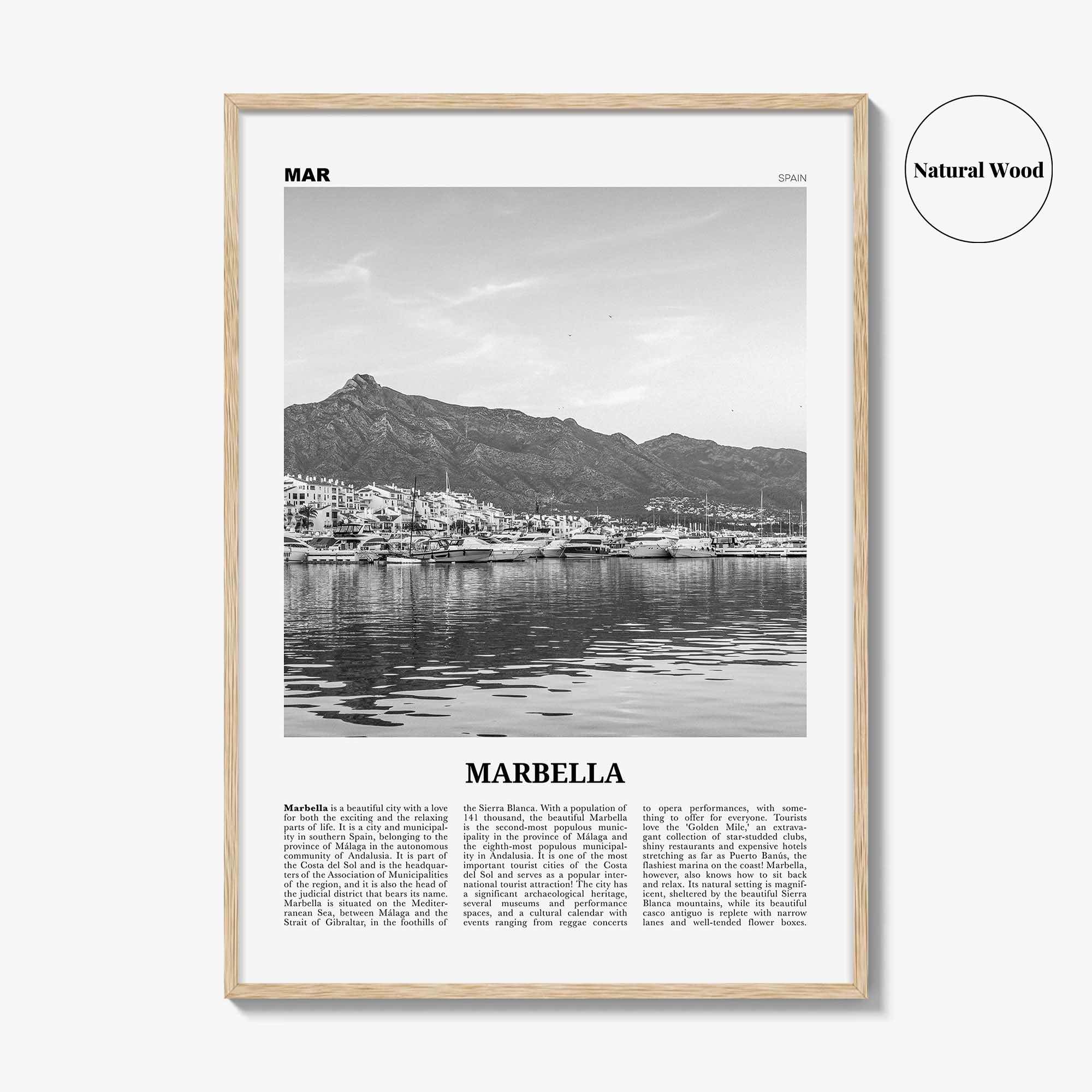 Marbella Print Black and White, Marbella Wall Art, Marbella Poster, Marbella Photo, Marbella Wall Decor, Andalusia, Spain, España, Europe