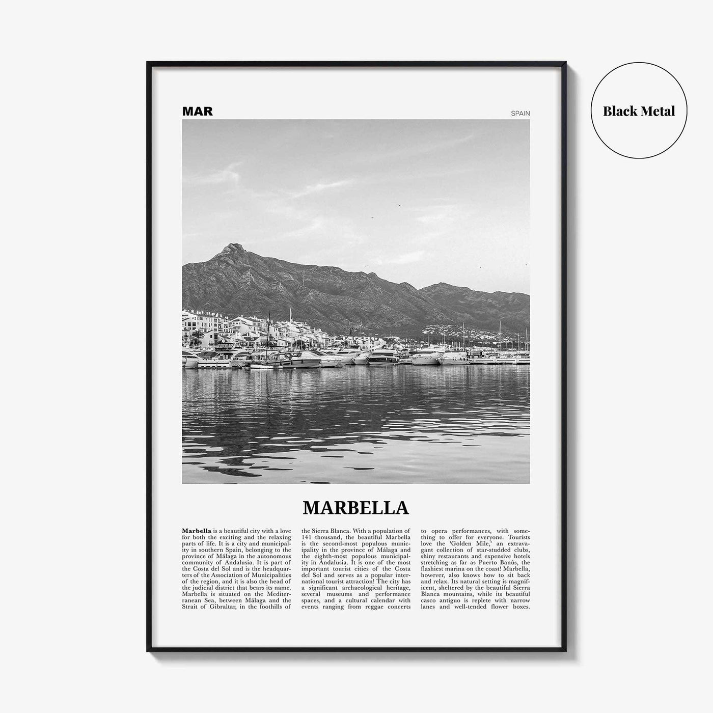 Marbella Print Black and White, Marbella Wall Art, Marbella Poster, Marbella Photo, Marbella Wall Decor, Andalusia, Spain, España, Europe