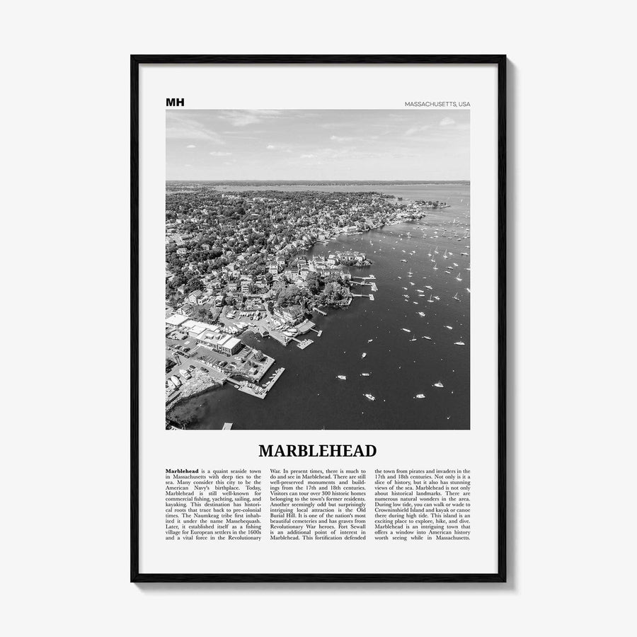 Marblehead Print Black and White, Marblehead Wall Art, Marblehead Poster, Marblehead Photo, Marblehead Map, Marblehead Decor, Massachusetts