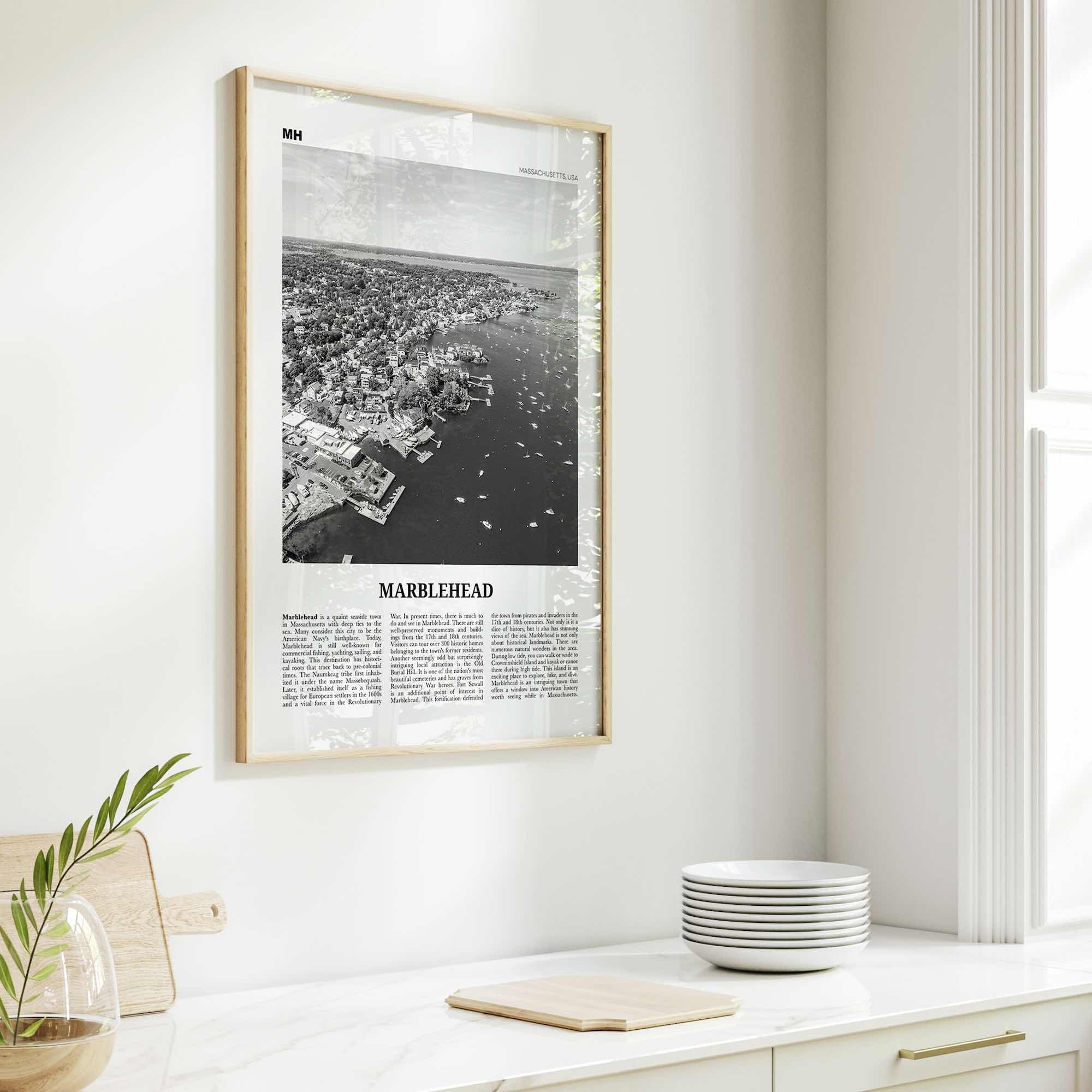 Marblehead Print Black and White, Marblehead Wall Art, Marblehead Poster, Marblehead Photo, Marblehead Map, Marblehead Decor, Massachusetts