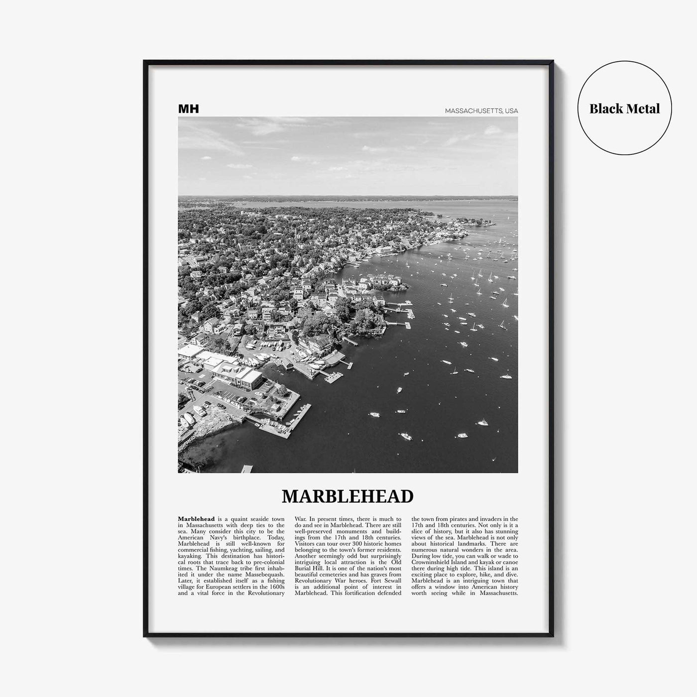 Marblehead Print Black and White, Marblehead Wall Art, Marblehead Poster, Marblehead Photo, Marblehead Map, Marblehead Decor, Massachusetts
