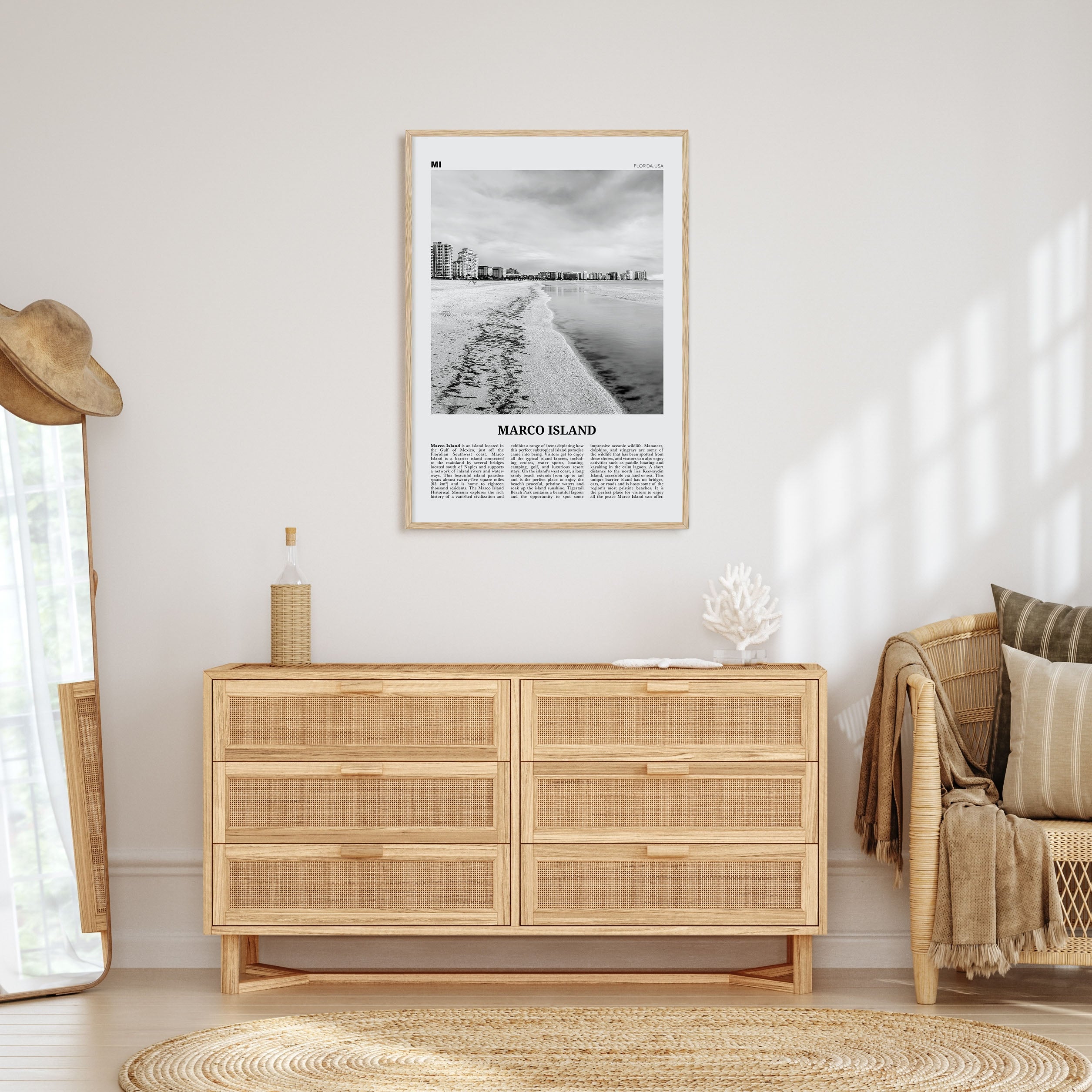 Marco Island Travel B&W Poster