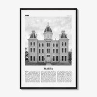 Marfa Print Black and White, Marfa Wall Art, Marfa Poster, Marfa Photo, Marfa Wall Décor, Texas, USA, United States