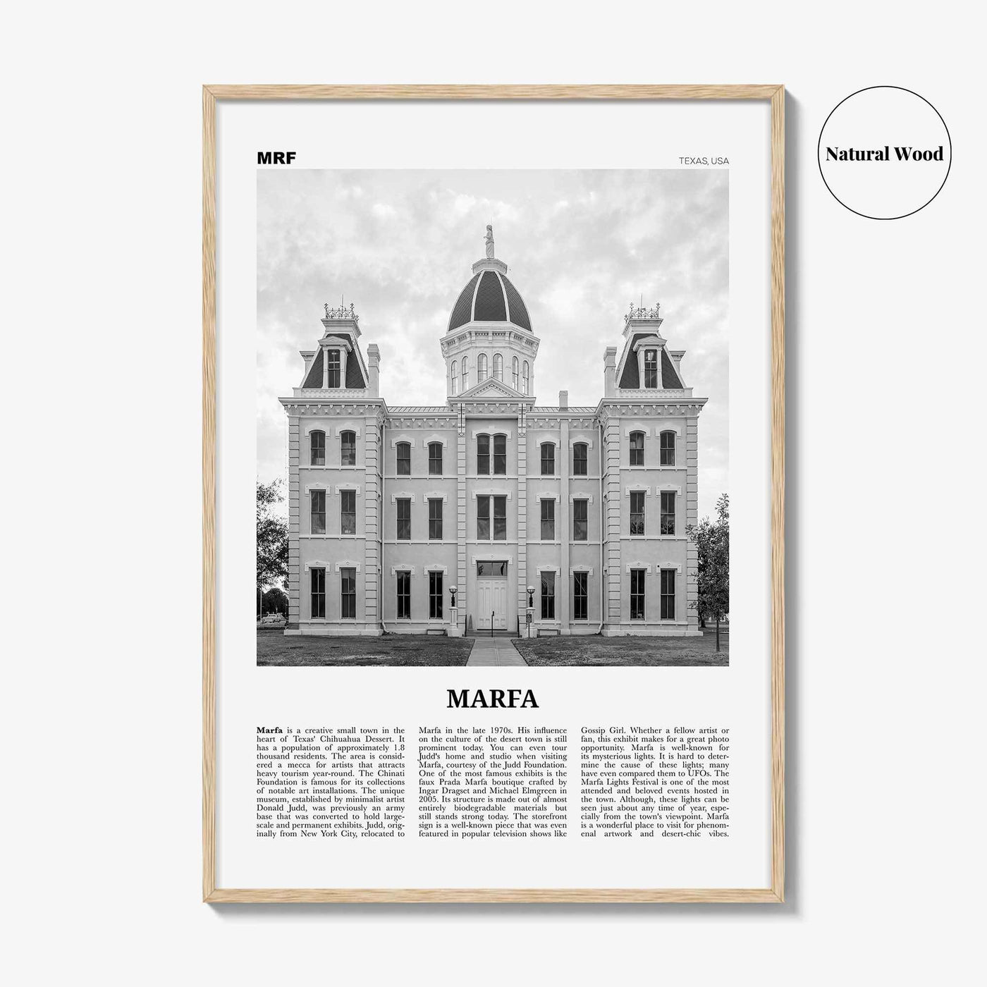 Marfa Print Black and White, Marfa Wall Art, Marfa Poster, Marfa Photo, Marfa Wall Décor, Texas, USA, United States