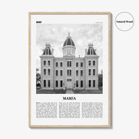Marfa Print Black and White, Marfa Wall Art, Marfa Poster, Marfa Photo, Marfa Wall Décor, Texas, USA, United States