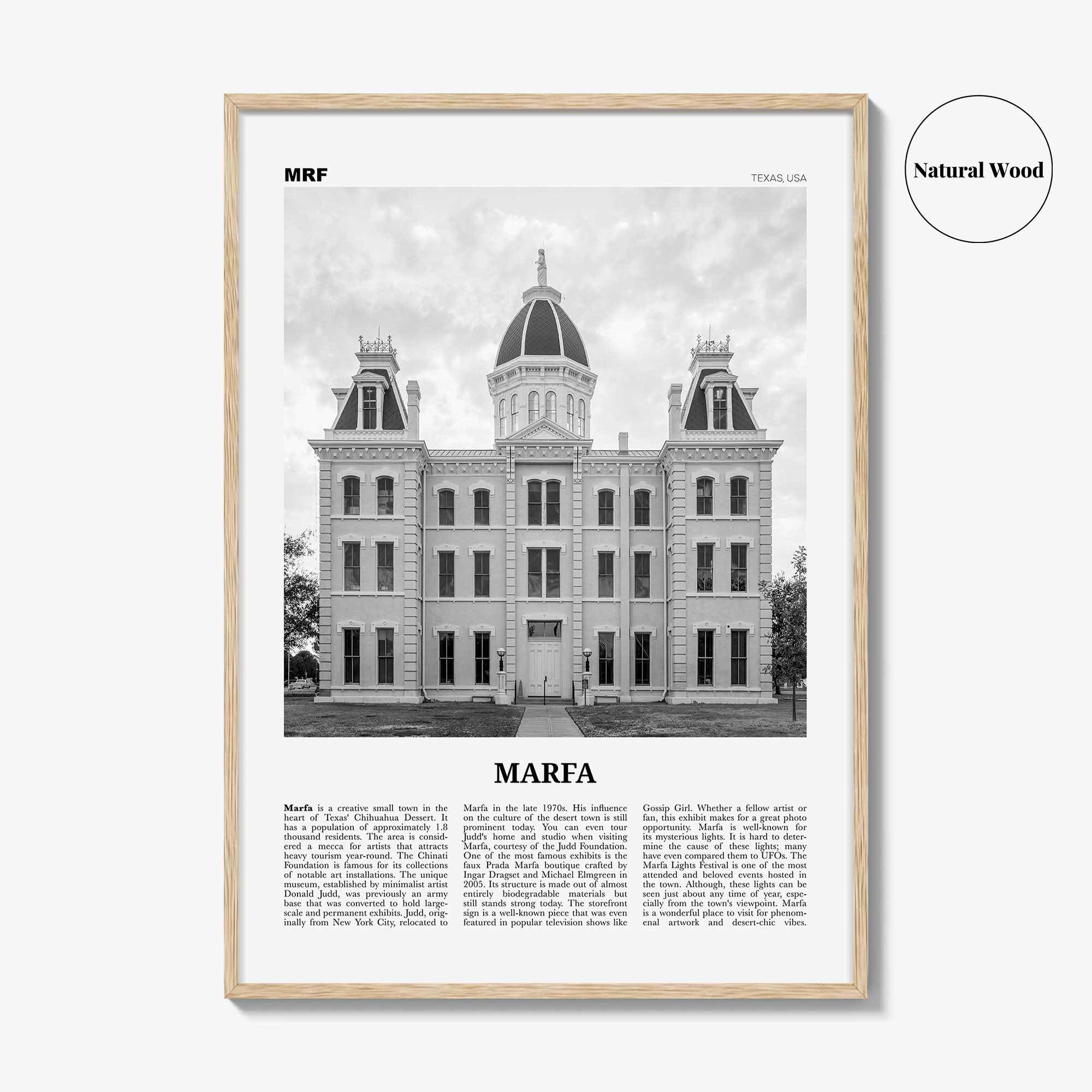 Marfa Print Black and White, Marfa Wall Art, Marfa Poster, Marfa Photo, Marfa Wall Décor, Texas, USA, United States