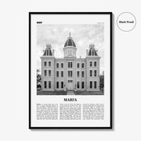 Marfa Print Black and White, Marfa Wall Art, Marfa Poster, Marfa Photo, Marfa Wall Décor, Texas, USA, United States
