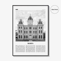 Marfa Print Black and White, Marfa Wall Art, Marfa Poster, Marfa Photo, Marfa Wall Décor, Texas, USA, United States