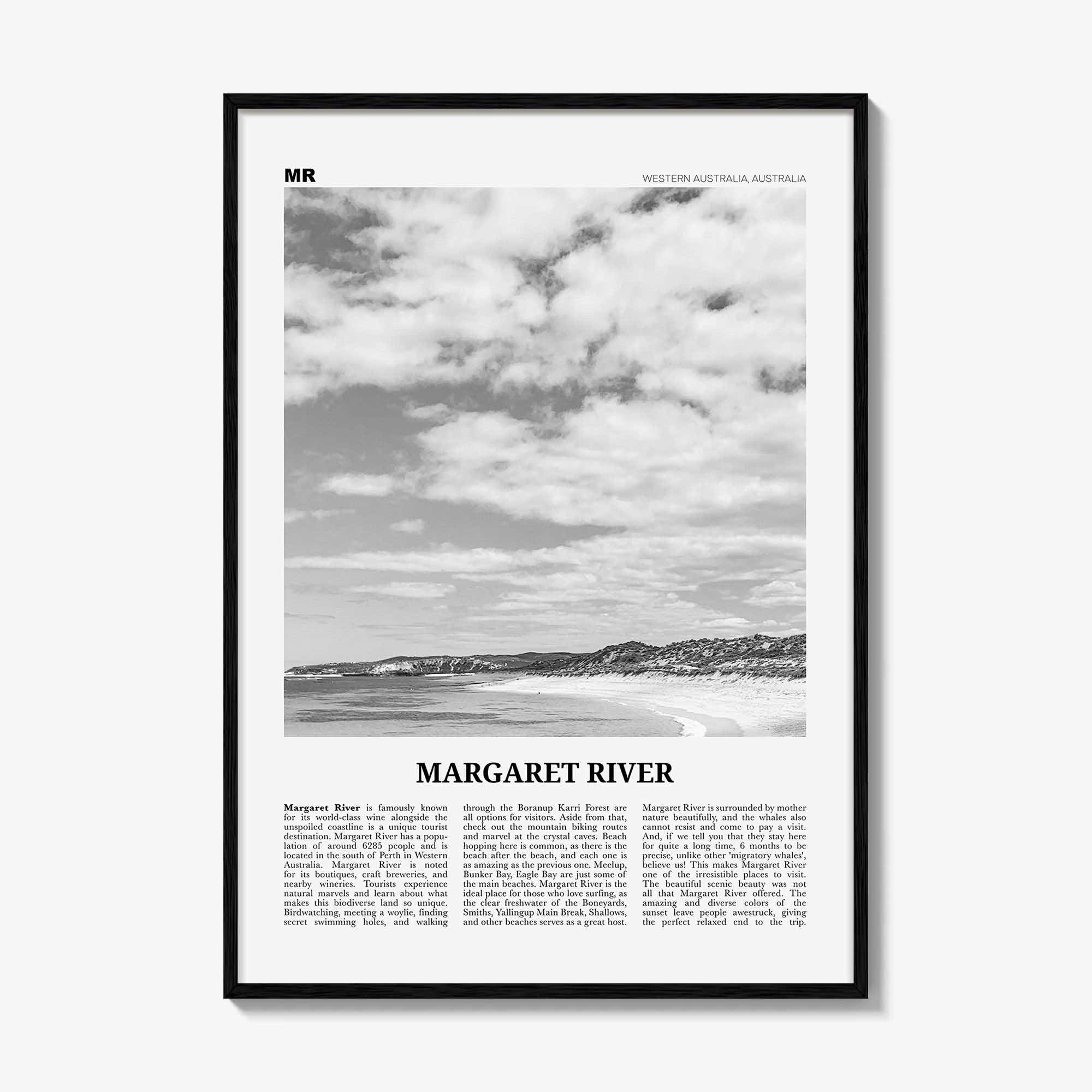 Margaret River Print Black and White, Margaret River Wall Art, Margaret River Poster, Margaret River Photo, Margaret River Décor, Australia