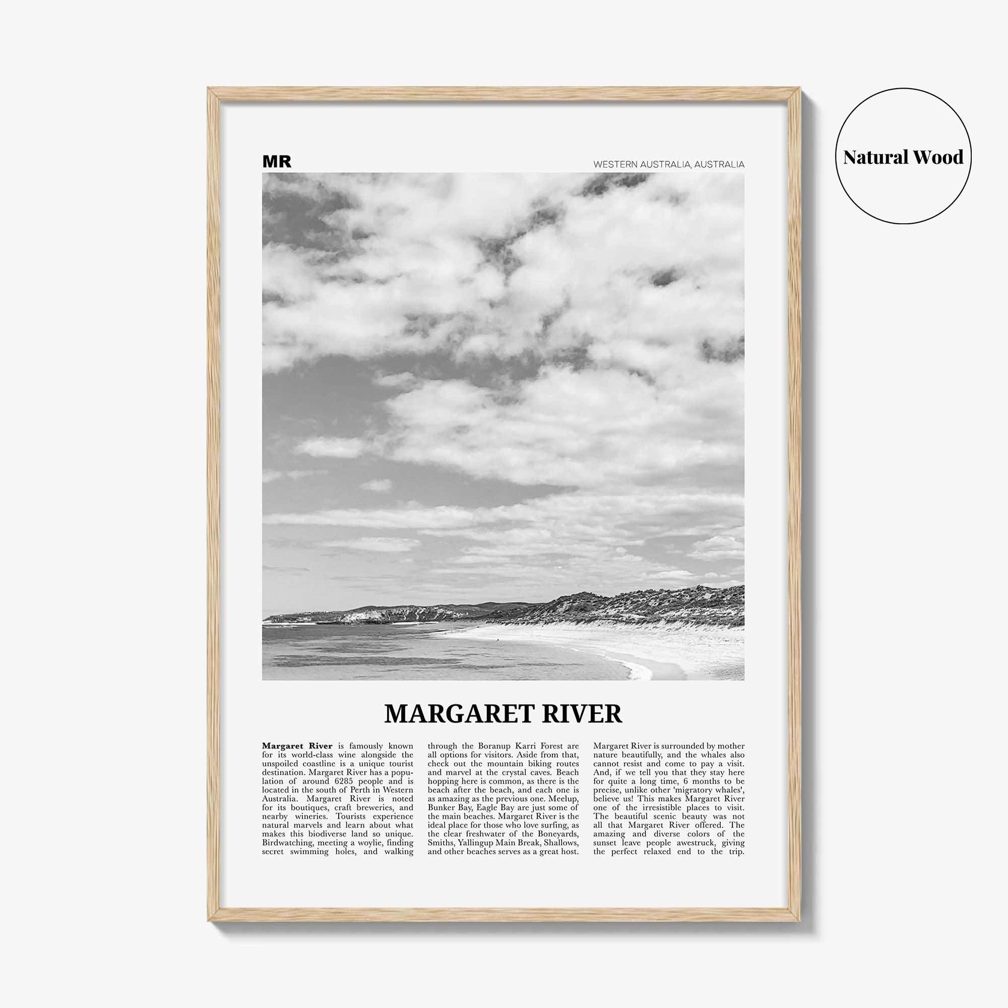 Margaret River Print Black and White, Margaret River Wall Art, Margaret River Poster, Margaret River Photo, Margaret River Décor, Australia