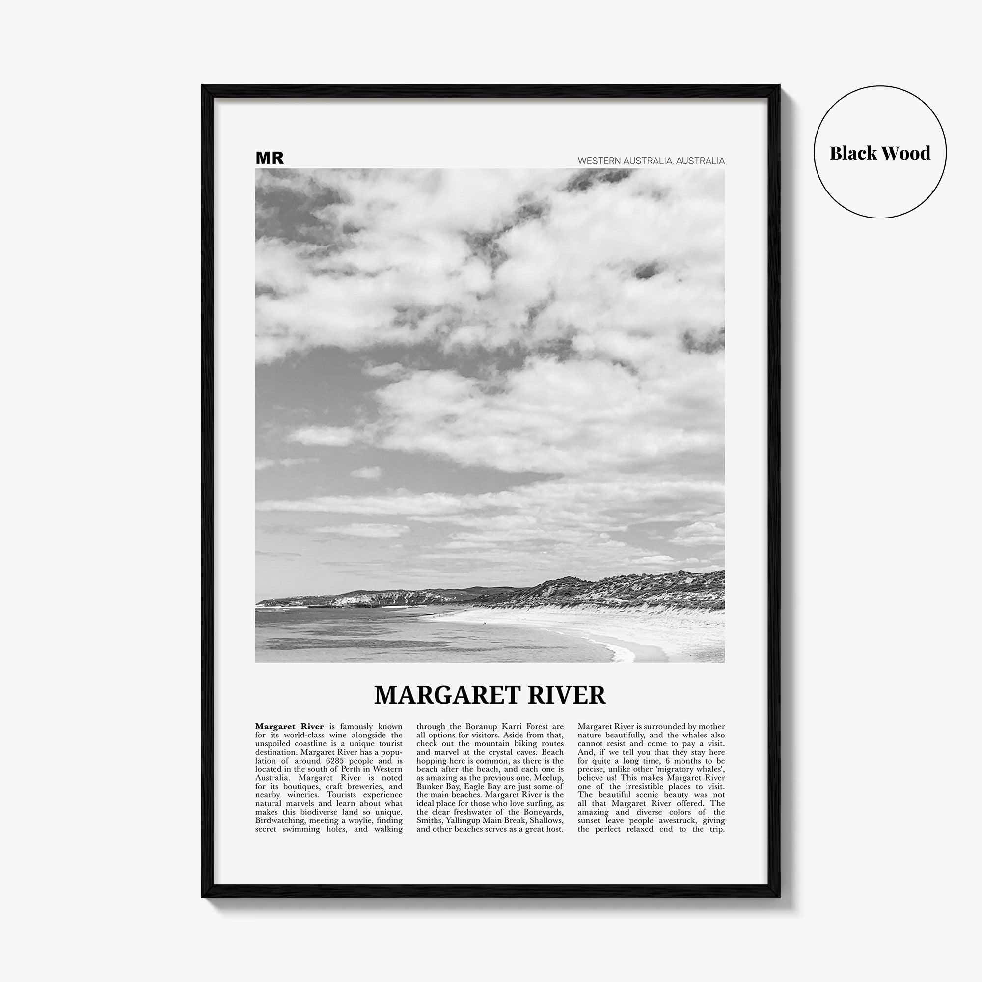 Margaret River Print Black and White, Margaret River Wall Art, Margaret River Poster, Margaret River Photo, Margaret River Décor, Australia