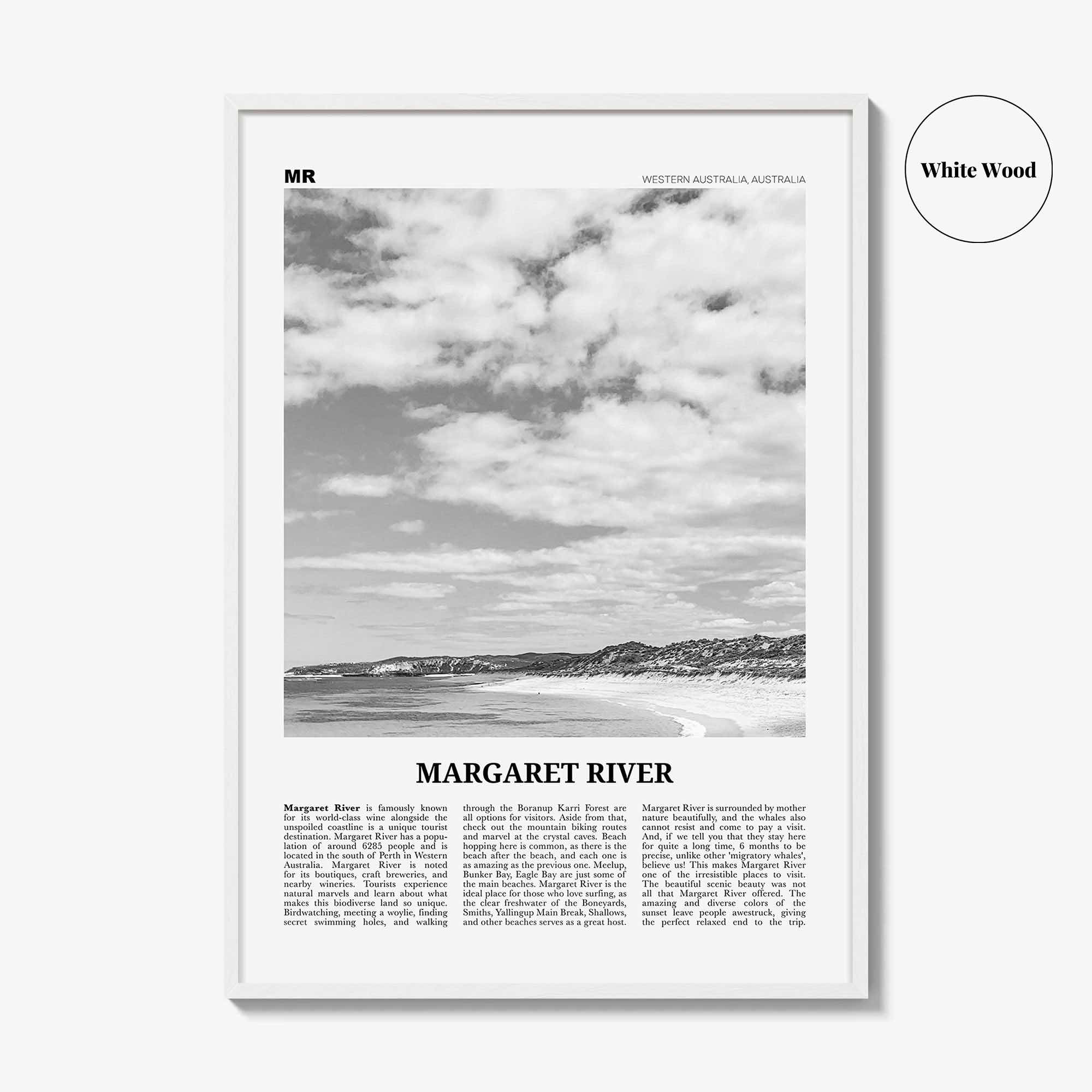 Margaret River Print Black and White, Margaret River Wall Art, Margaret River Poster, Margaret River Photo, Margaret River Décor, Australia