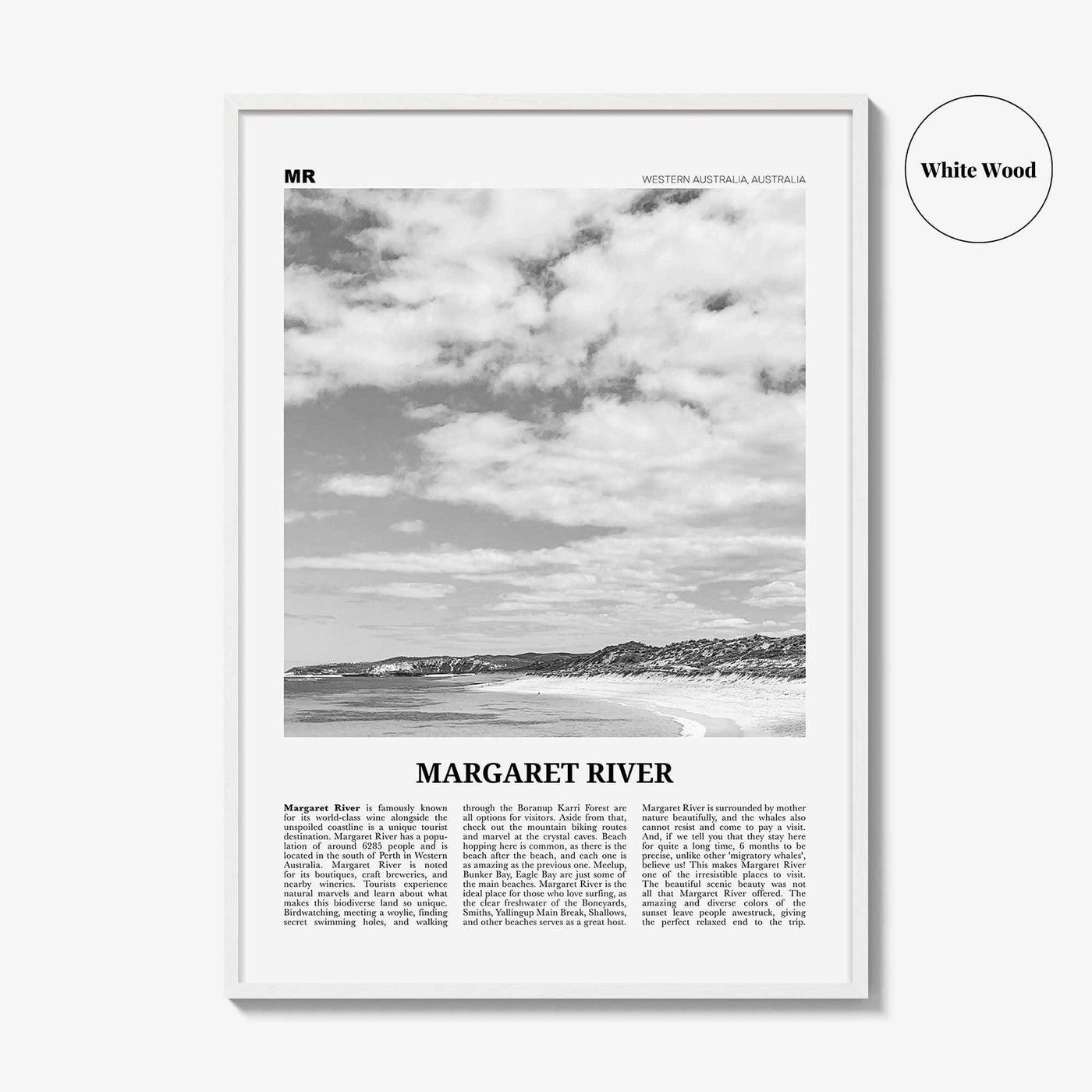Margaret River Print Black and White, Margaret River Wall Art, Margaret River Poster, Margaret River Photo, Margaret River Décor, Australia