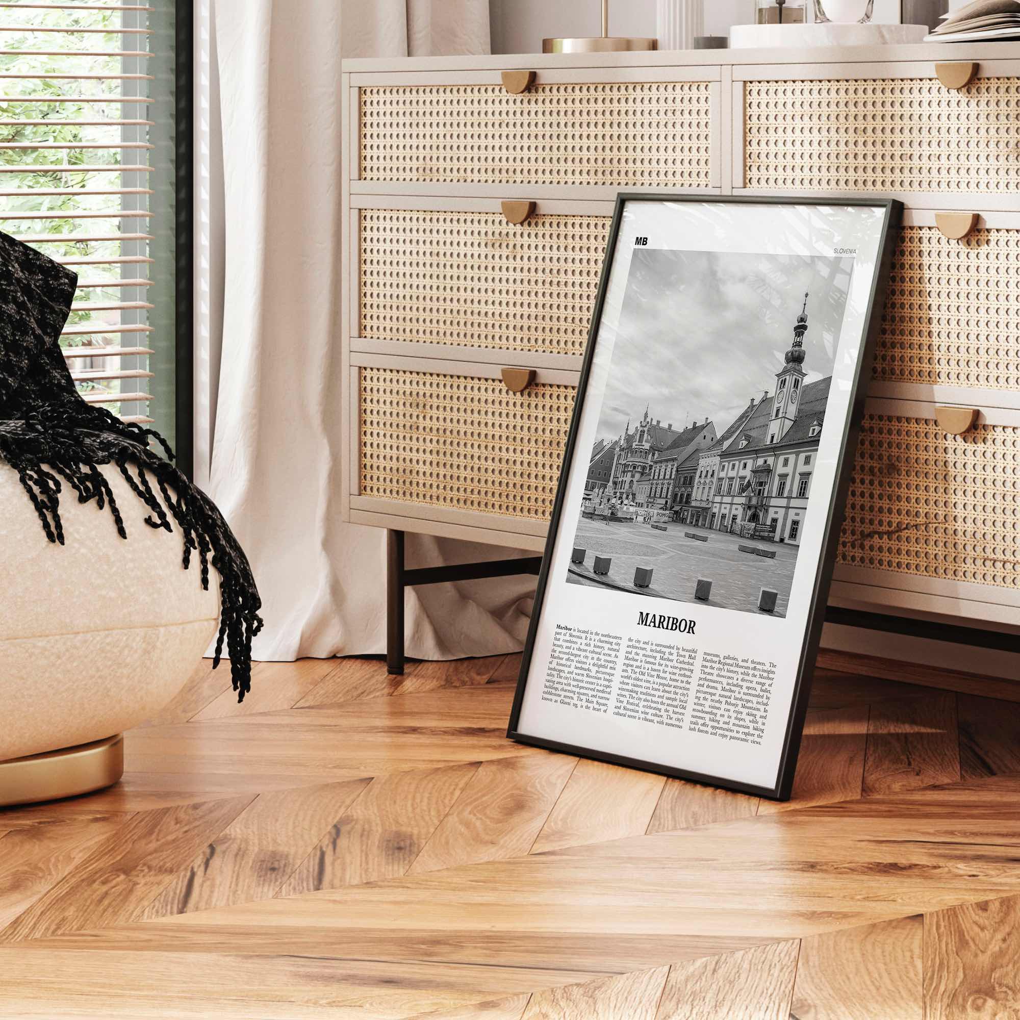 Maribor Print Black and White, Maribor Wall Art, Maribor Poster, Maribor Photo, Maribor Wall Décor, Maribor Map, Slovenia