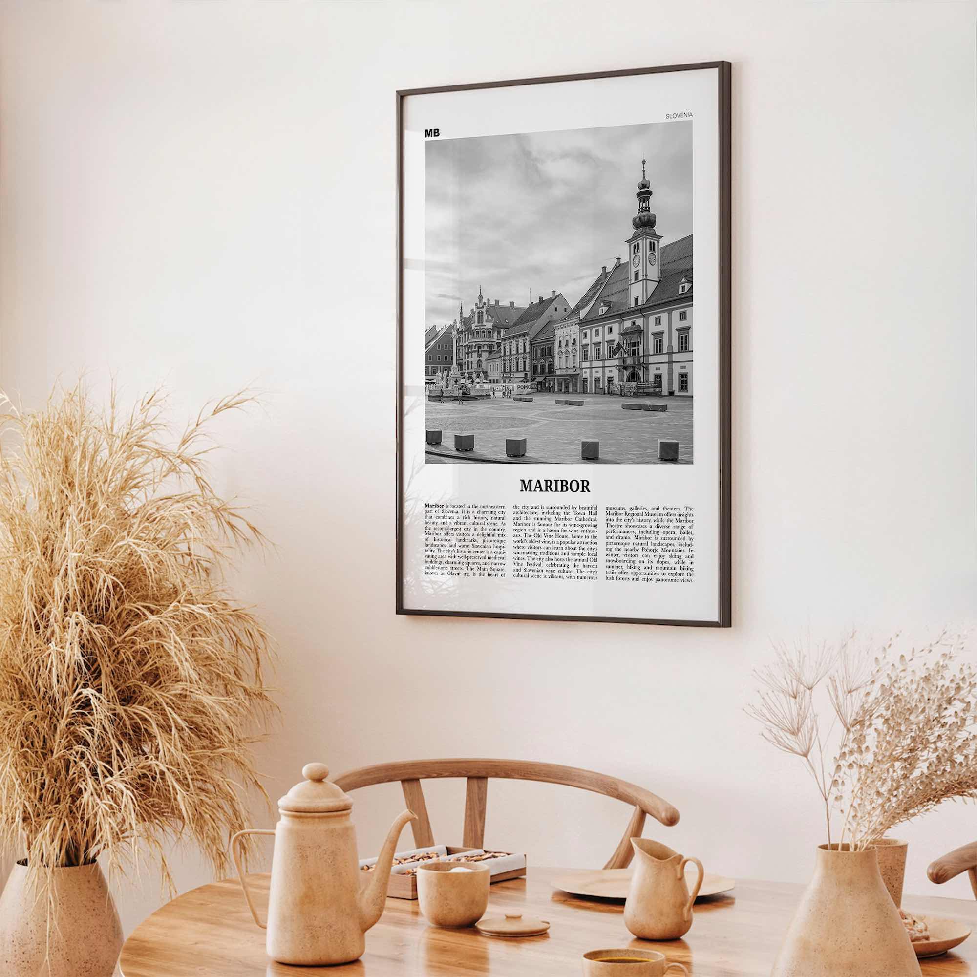 Maribor Print Black and White, Maribor Wall Art, Maribor Poster, Maribor Photo, Maribor Wall Décor, Maribor Map, Slovenia