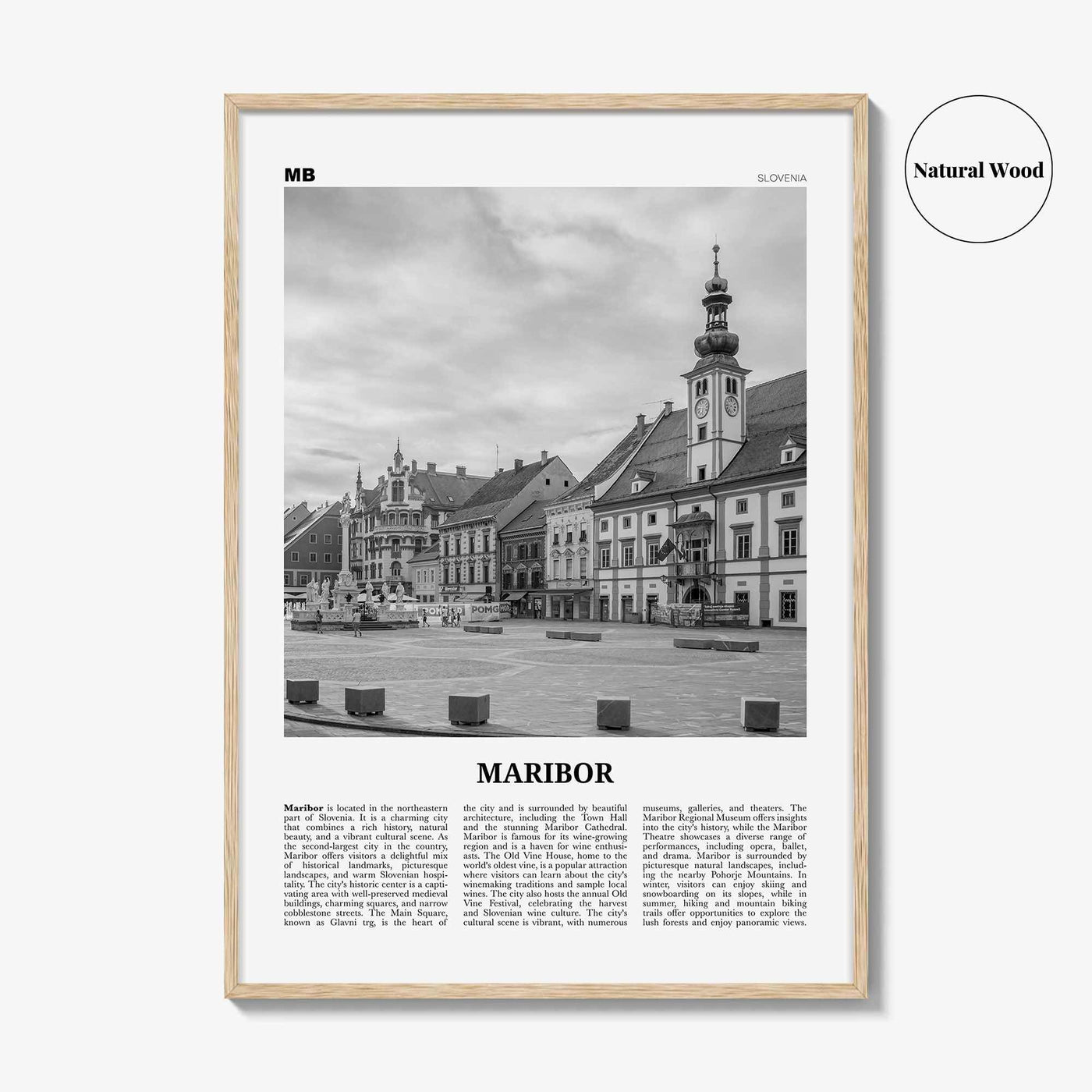 Maribor Print Black and White, Maribor Wall Art, Maribor Poster, Maribor Photo, Maribor Wall Décor, Maribor Map, Slovenia