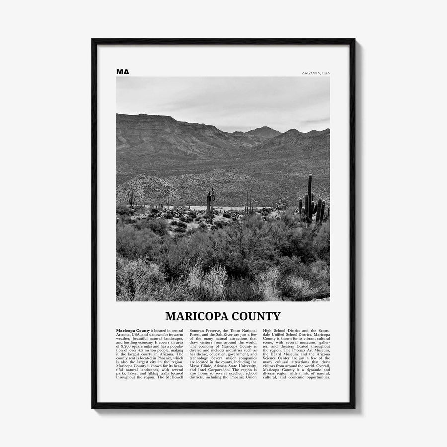 Maricopa County Print Black and White, Maricopa County Wall Art, Maricopa County Poster, Maricopa Photo, Maricopa Wall Décor, Maricopa Map