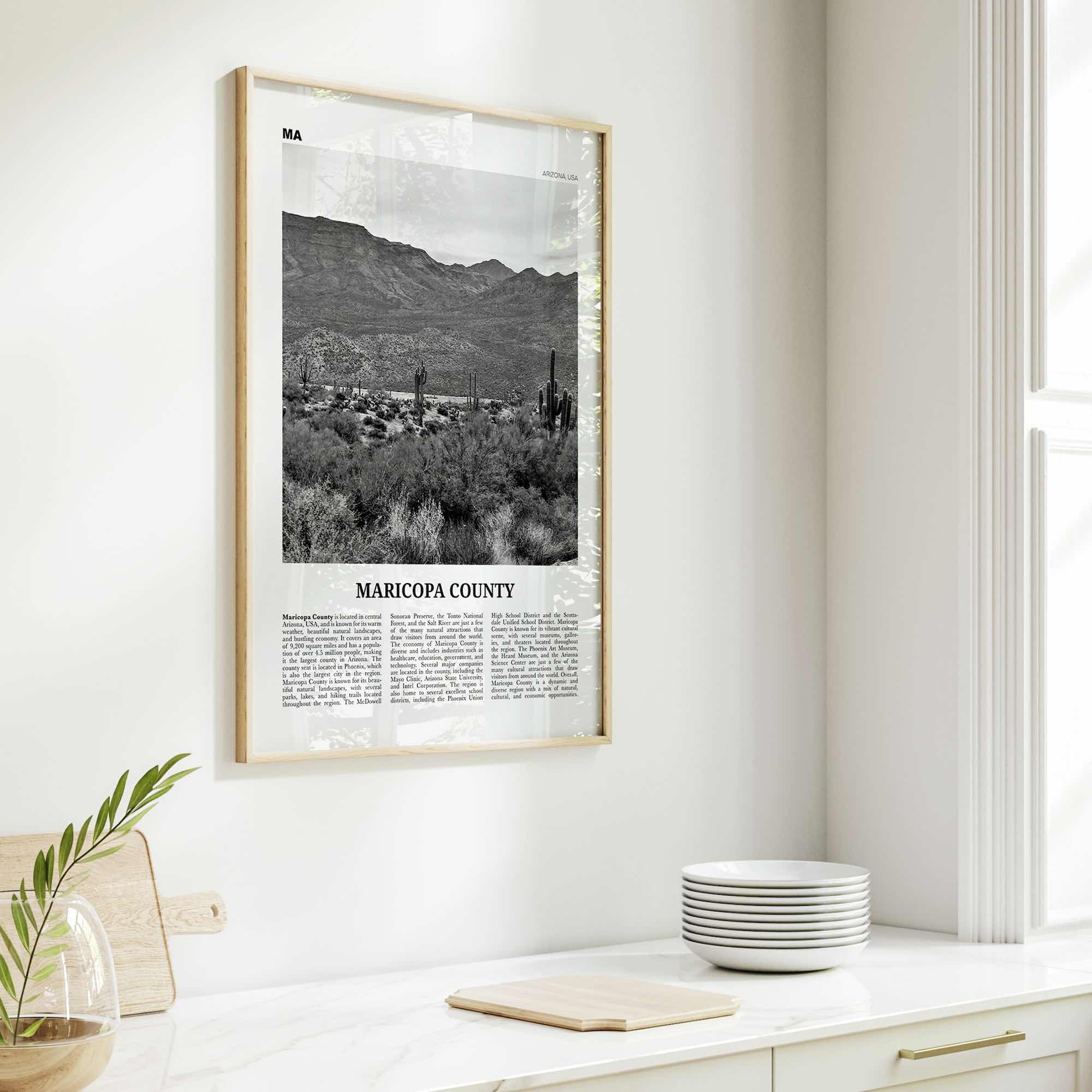 Maricopa County Print Black and White, Maricopa County Wall Art, Maricopa County Poster, Maricopa Photo, Maricopa Wall Décor, Maricopa Map