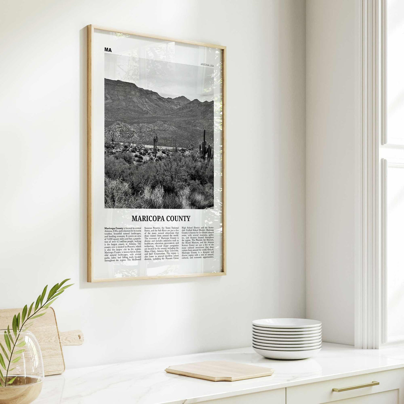 Maricopa County Print Black and White, Maricopa County Wall Art, Maricopa County Poster, Maricopa Photo, Maricopa Wall Décor, Maricopa Map