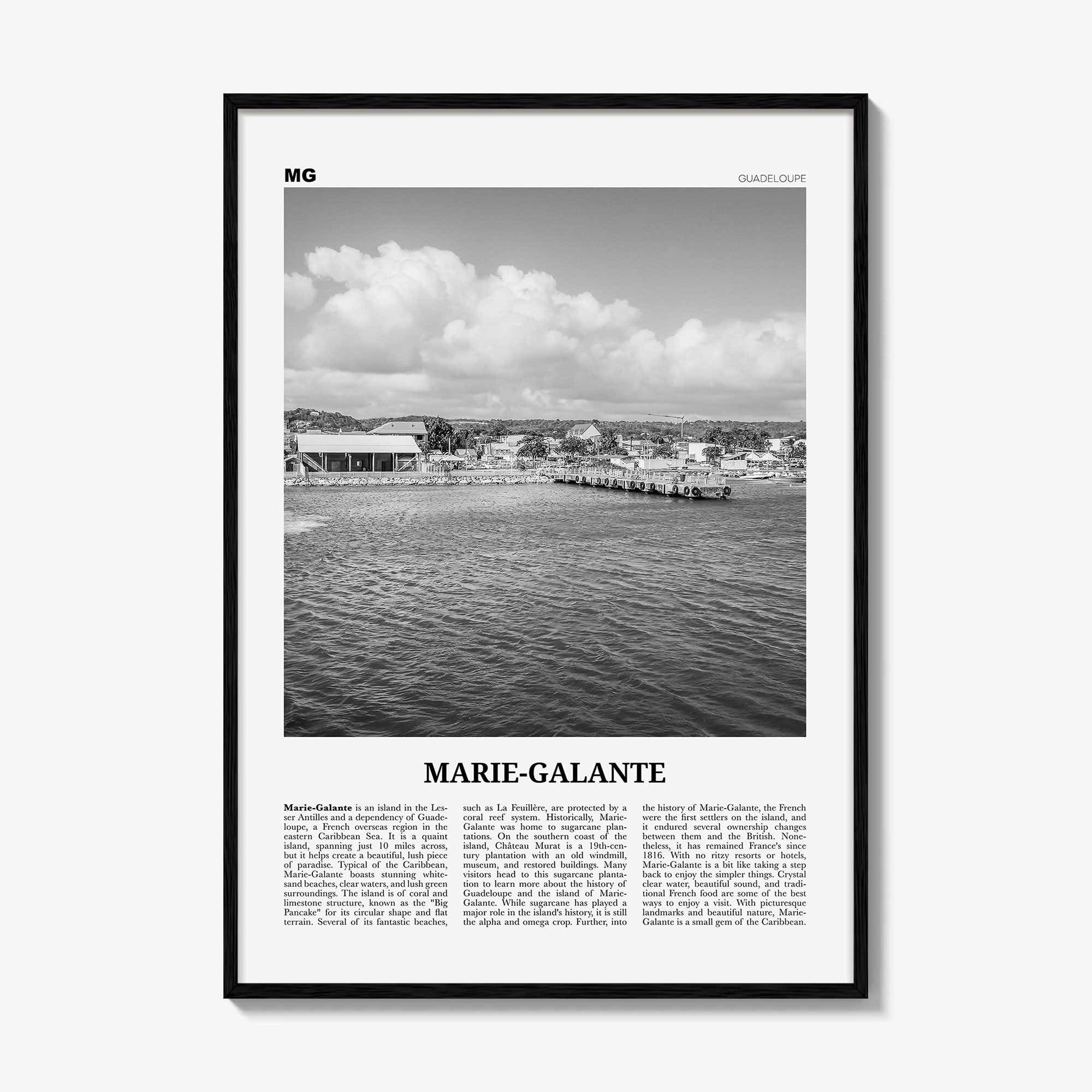 Marie Galante Print Black and White, Marie-Galante Art, Marie-Galante Poster, Marie-Galante Photo, Marie-Galante Décor, Marie-Galante Map