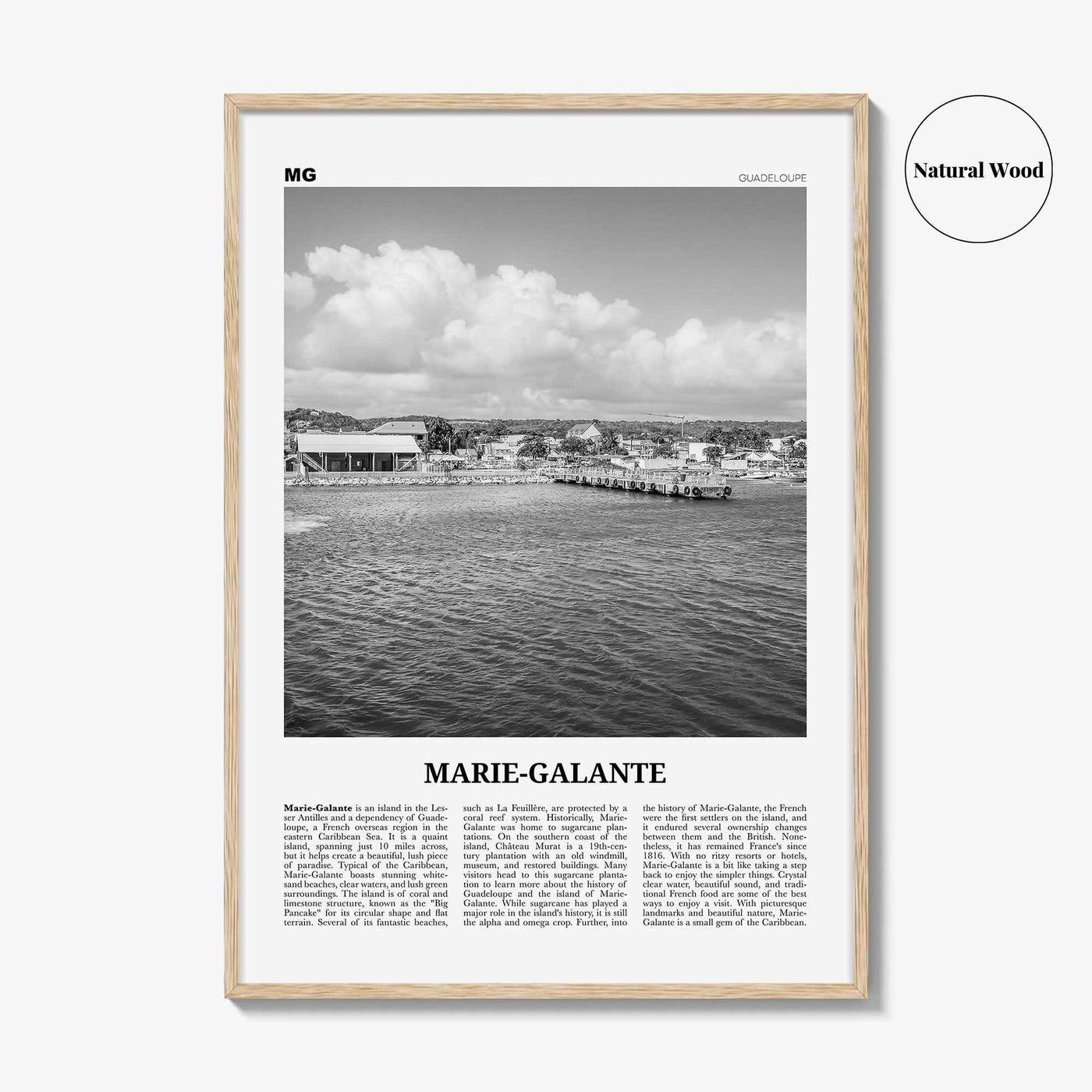 Marie Galante Print Black and White, Marie-Galante Art, Marie-Galante Poster, Marie-Galante Photo, Marie-Galante Décor, Marie-Galante Map