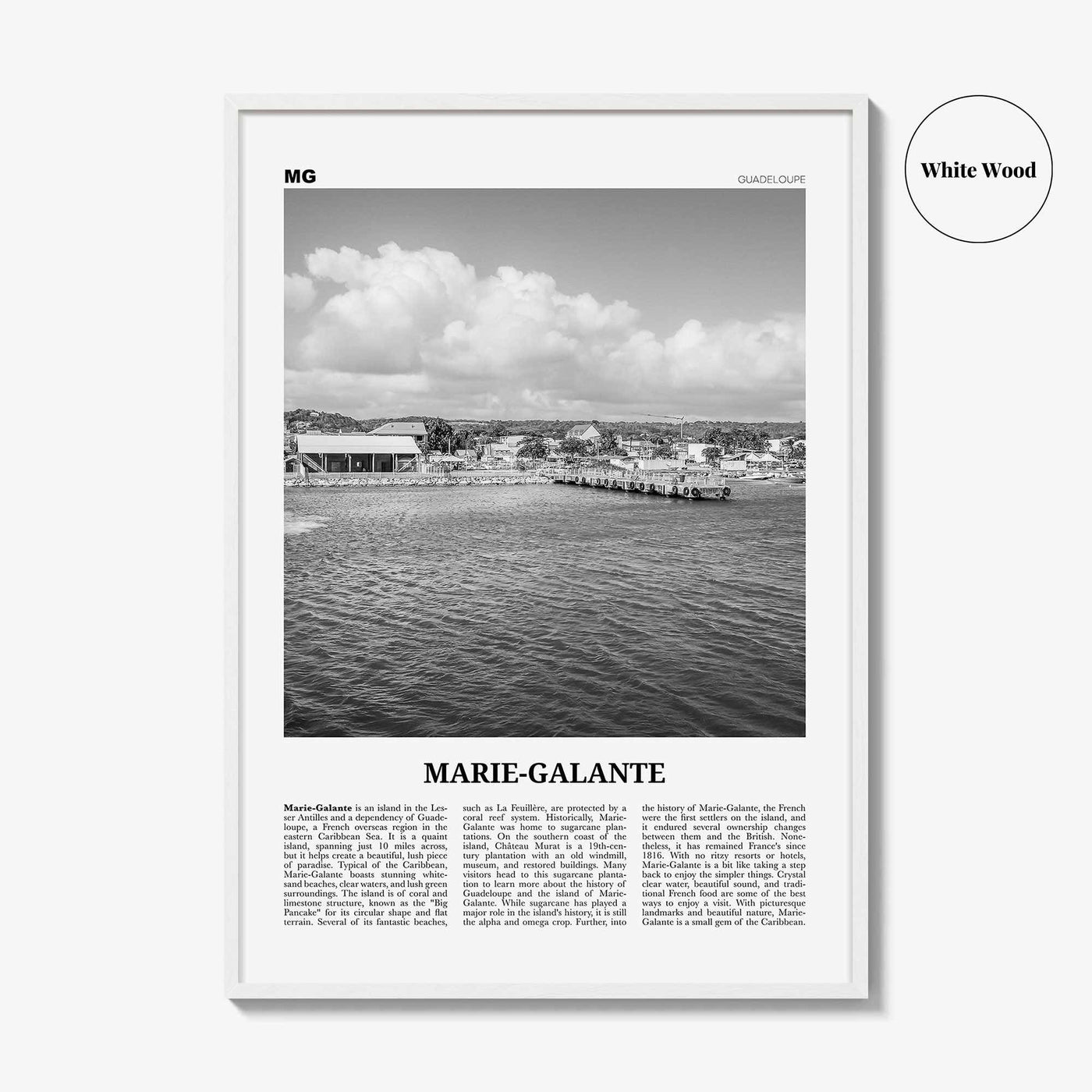 Marie Galante Print Black and White, Marie-Galante Art, Marie-Galante Poster, Marie-Galante Photo, Marie-Galante Décor, Marie-Galante Map
