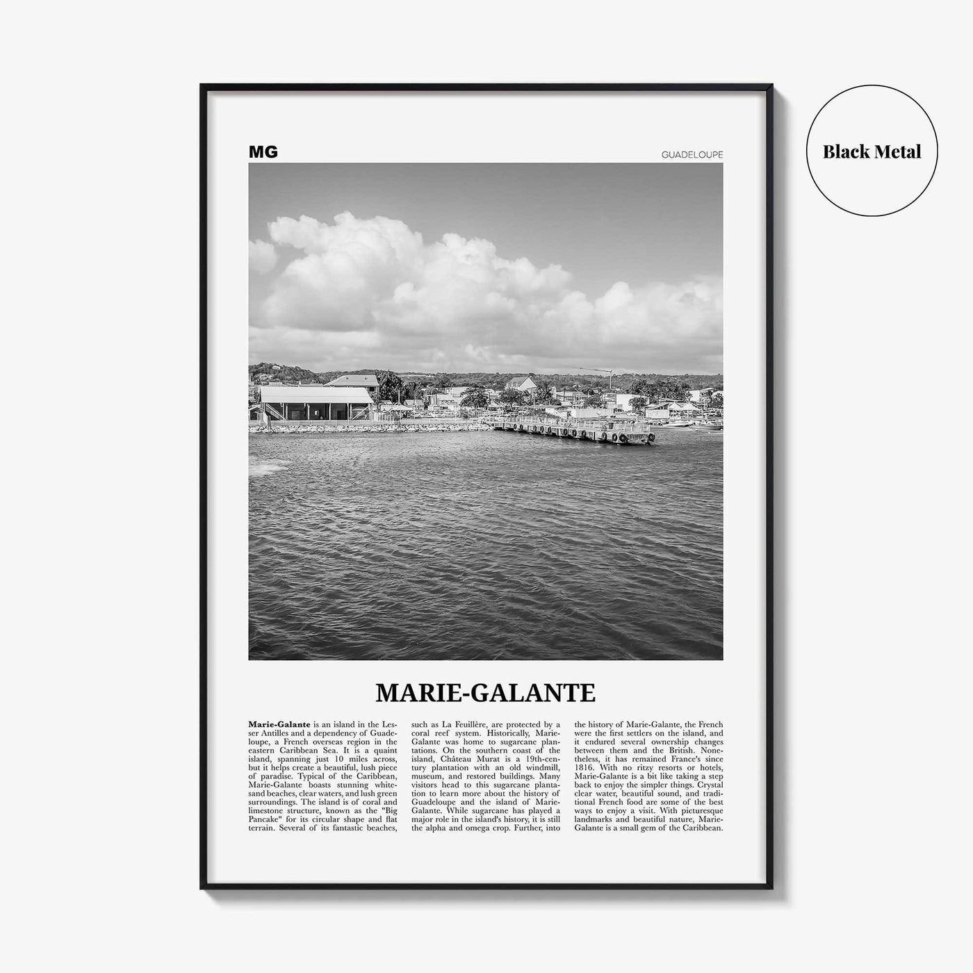 Marie Galante Print Black and White, Marie-Galante Art, Marie-Galante Poster, Marie-Galante Photo, Marie-Galante Décor, Marie-Galante Map