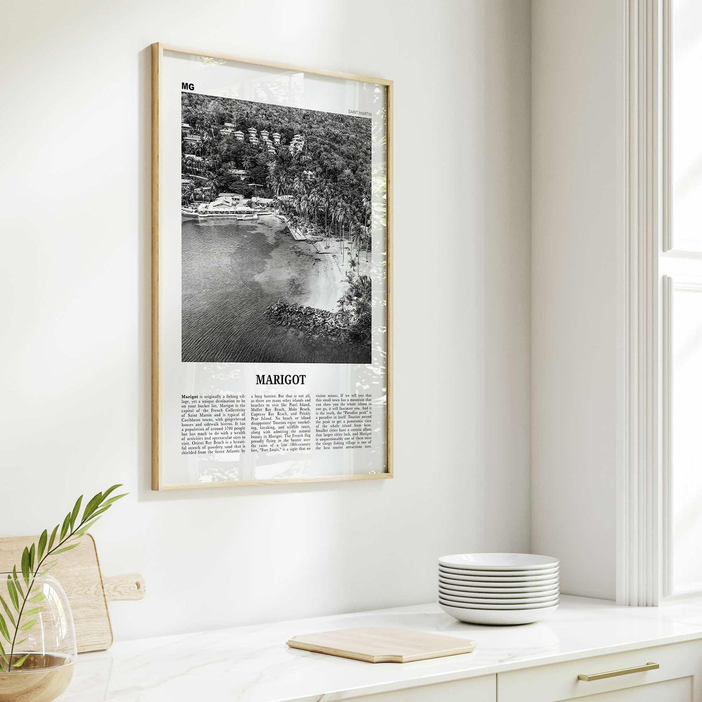 Marigot Print Black and White, Marigot Wall Art, Marigot Poster, Marigot Photo, Marigot Wall Décor, Marigot Map, Saint Martin