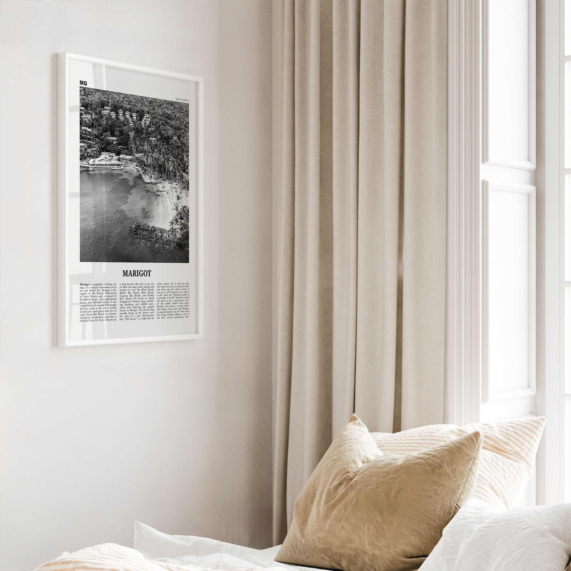 Marigot Print Black and White, Marigot Wall Art, Marigot Poster, Marigot Photo, Marigot Wall Décor, Marigot Map, Saint Martin