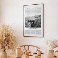 Marin County Print Black and White, Marin County Wall Art, Marin County Poster, Marin County Photo, California, USA, United States