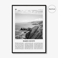 Marin County Print Black and White, Marin County Wall Art, Marin County Poster, Marin County Photo, California, USA, United States