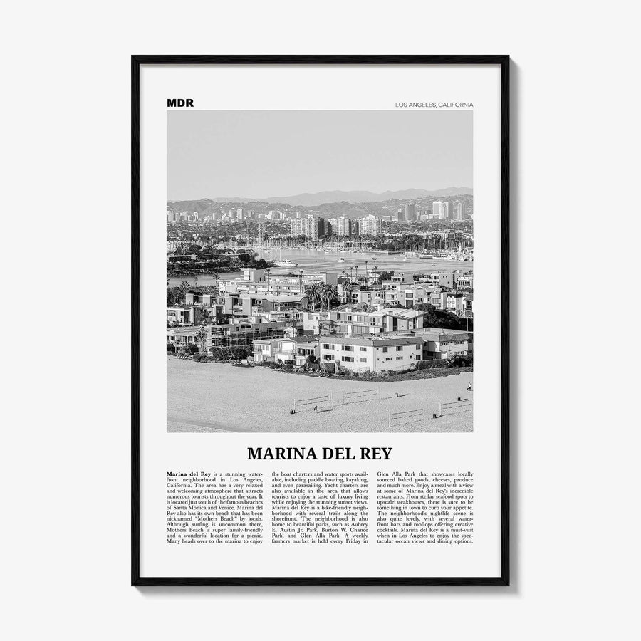 Marina Del Rey Print Black and White, Marina Del Rey Wall Art, Marina Del Rey Poster, Marina Del Rey Photo, California, USA, United States