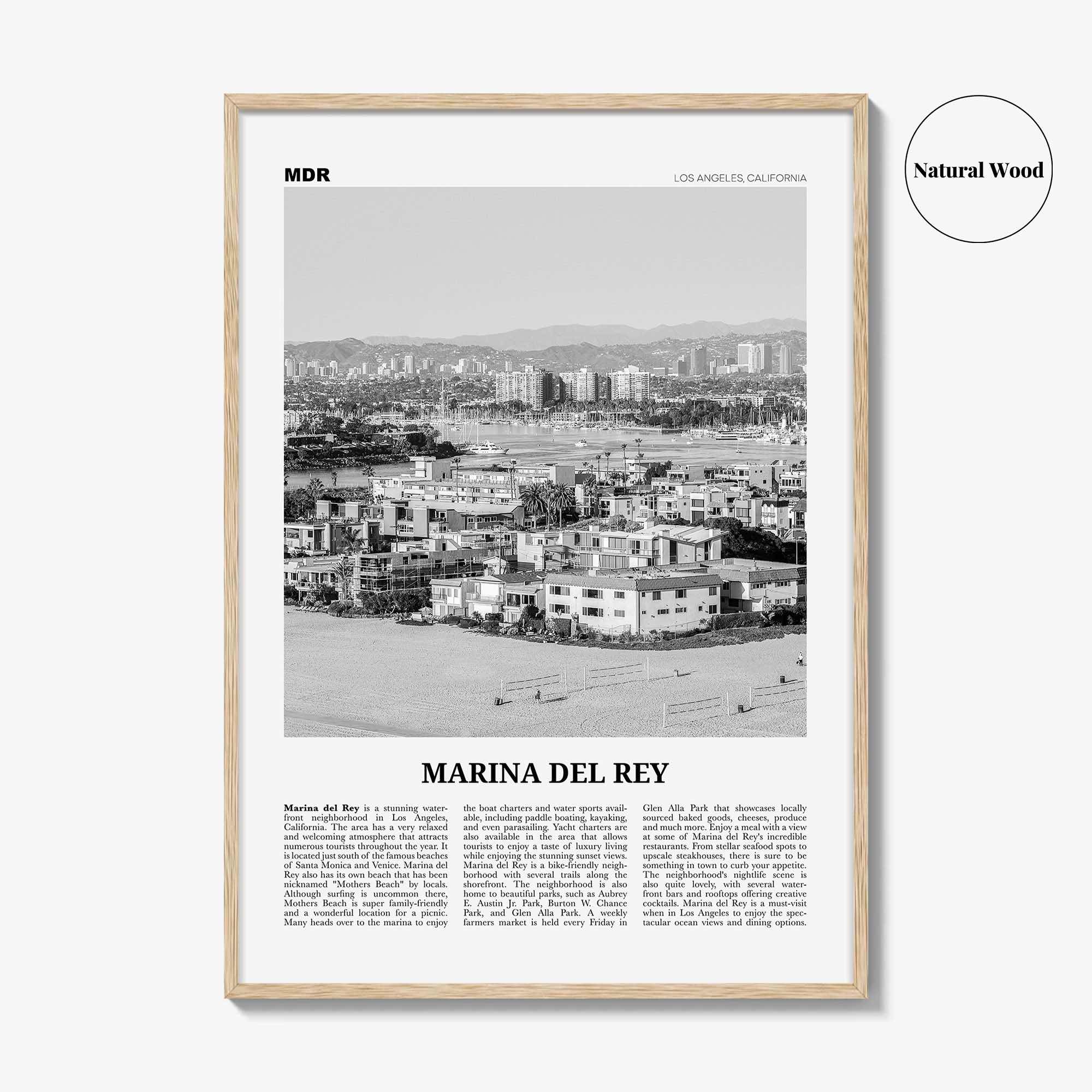 Marina Del Rey Print Black and White, Marina Del Rey Wall Art, Marina Del Rey Poster, Marina Del Rey Photo, California, USA, United States