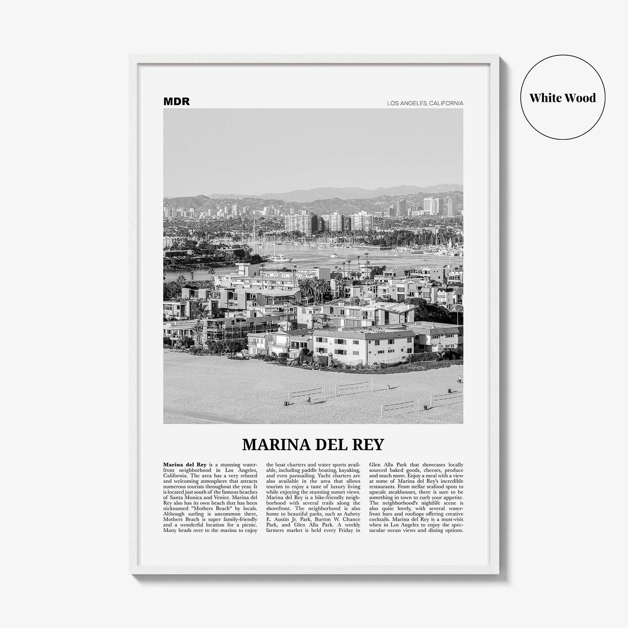 Marina Del Rey Print Black and White, Marina Del Rey Wall Art, Marina Del Rey Poster, Marina Del Rey Photo, California, USA, United States