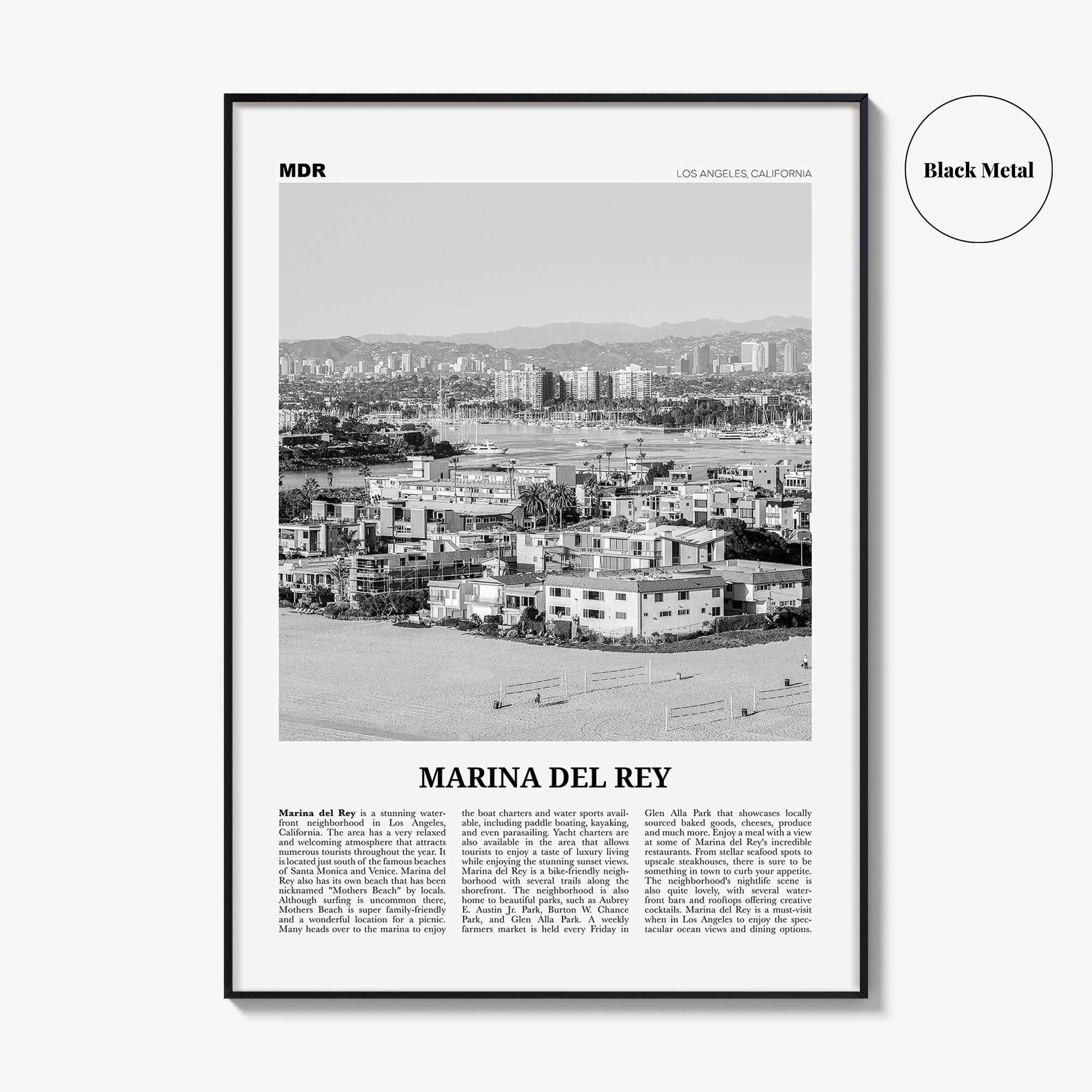 Marina Del Rey Print Black and White, Marina Del Rey Wall Art, Marina Del Rey Poster, Marina Del Rey Photo, California, USA, United States