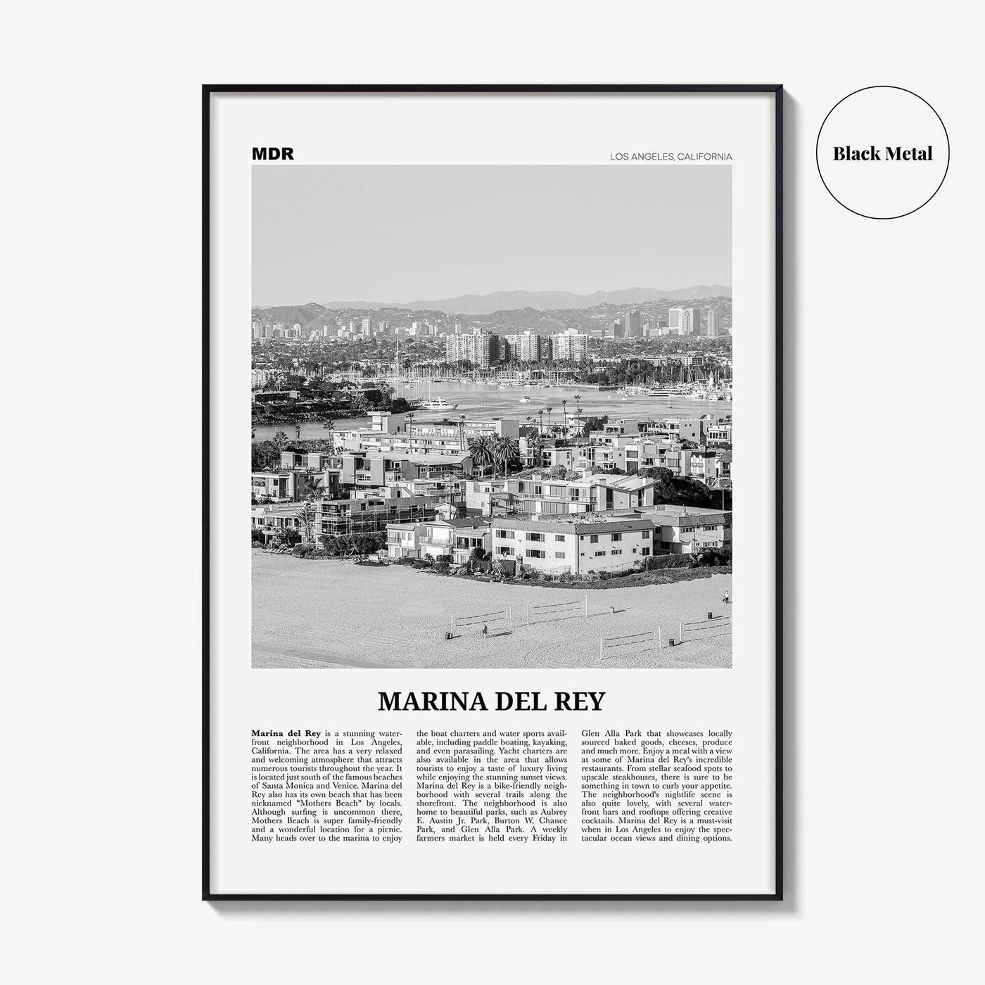 Marina Del Rey Print Black and White, Marina Del Rey Wall Art, Marina Del Rey Poster, Marina Del Rey Photo, California, USA, United States