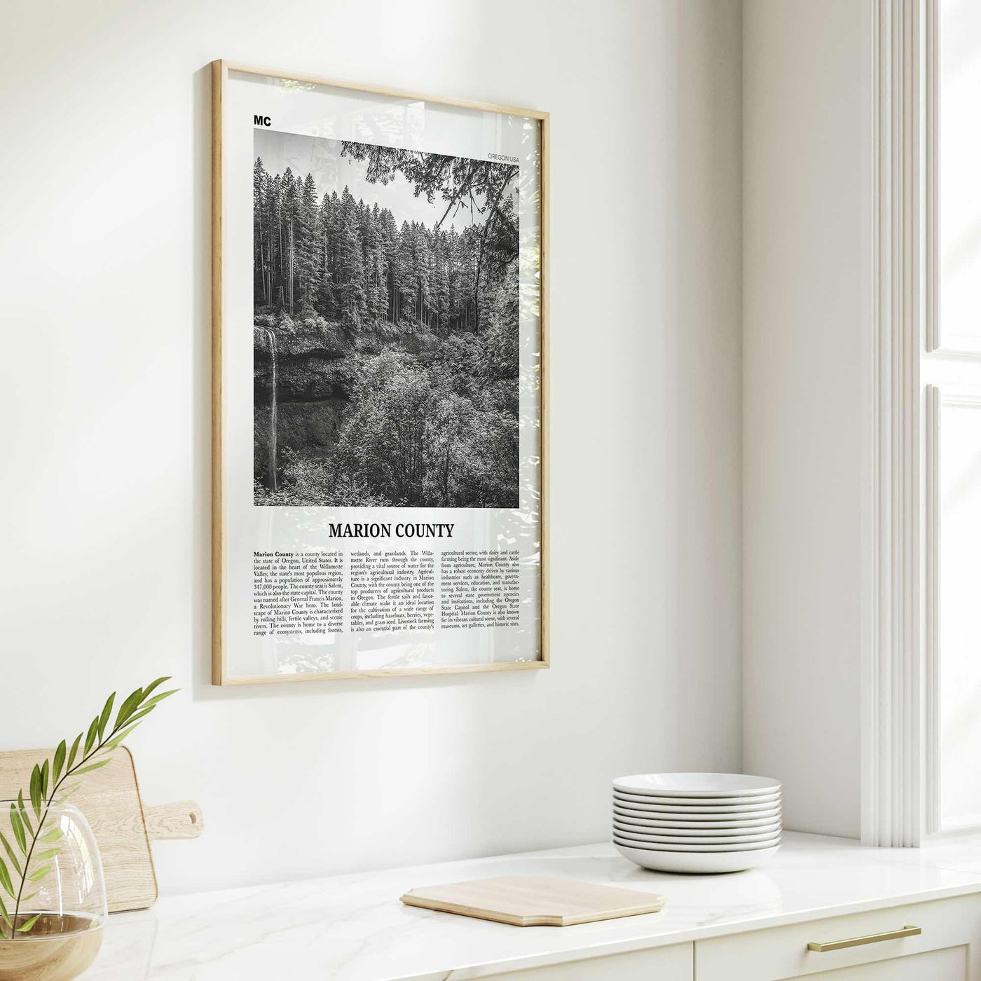 Marion County Print Black and White, Marion County Wall Art, Marion County Poster, Marion Photo, Marion Wall Décor, Marion Map, Indiana, USA