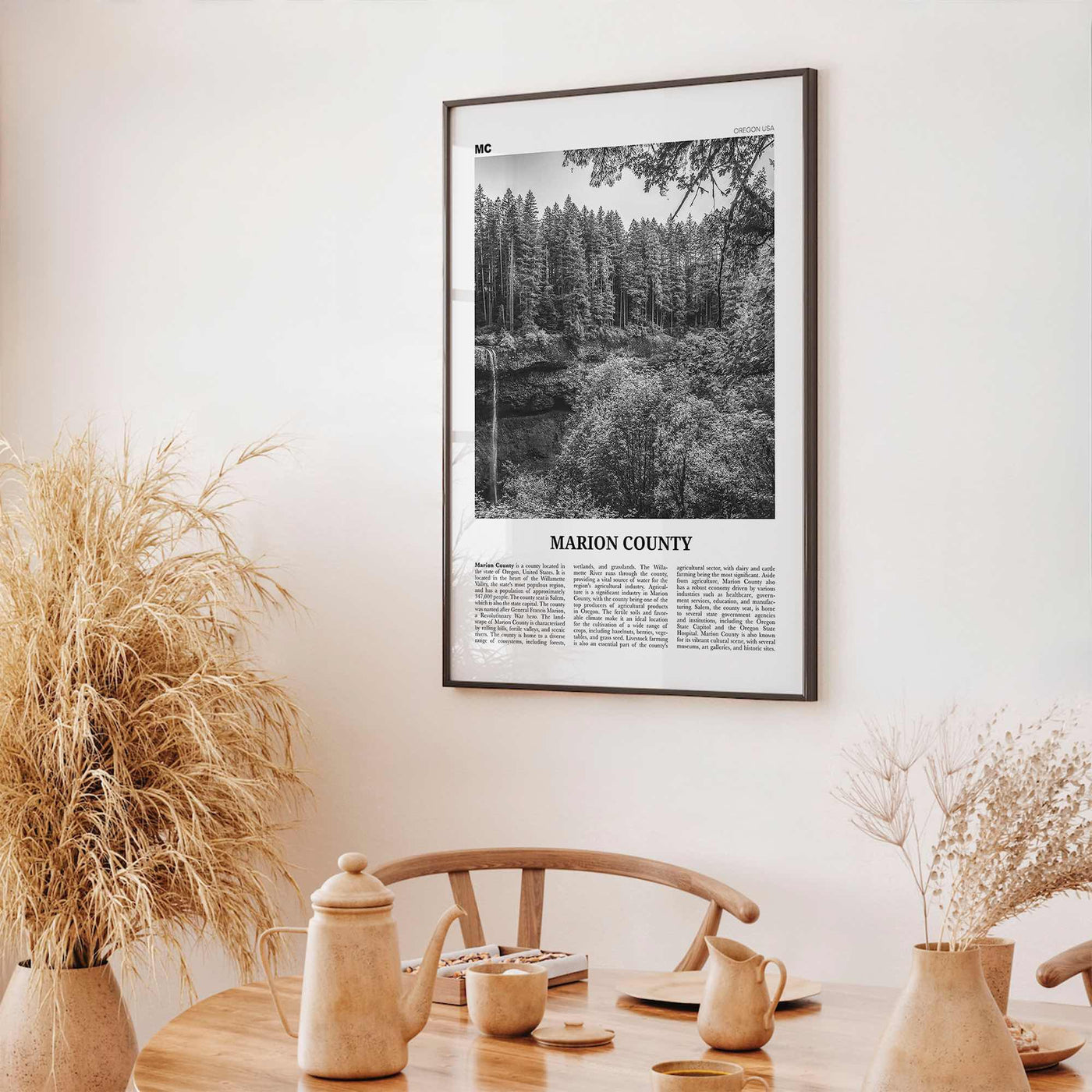 Marion County Print Black and White, Marion County Wall Art, Marion County Poster, Marion Photo, Marion Wall Décor, Marion Map, Indiana, USA