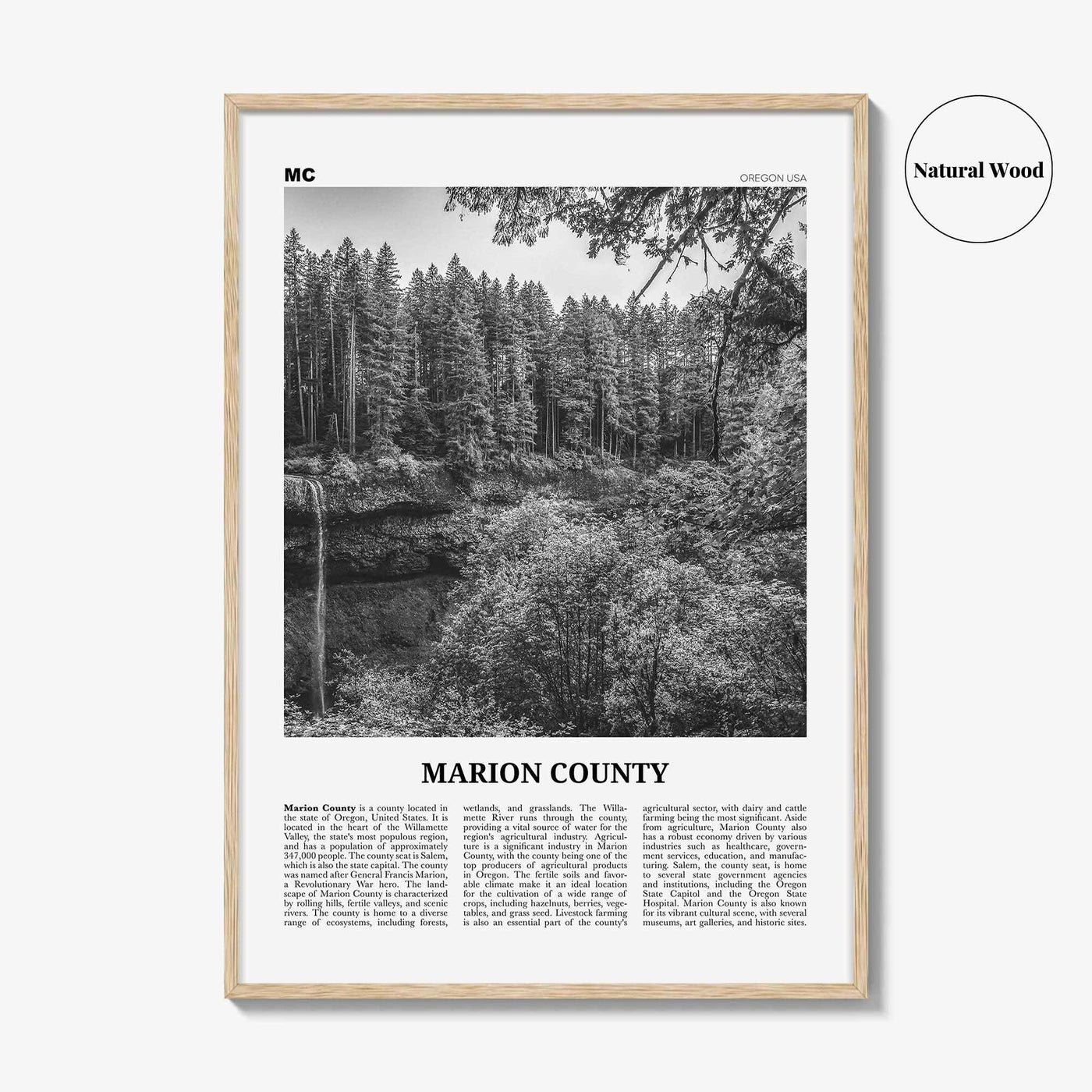 Marion County Print Black and White, Marion County Wall Art, Marion County Poster, Marion Photo, Marion Wall Décor, Marion Map, Indiana, USA