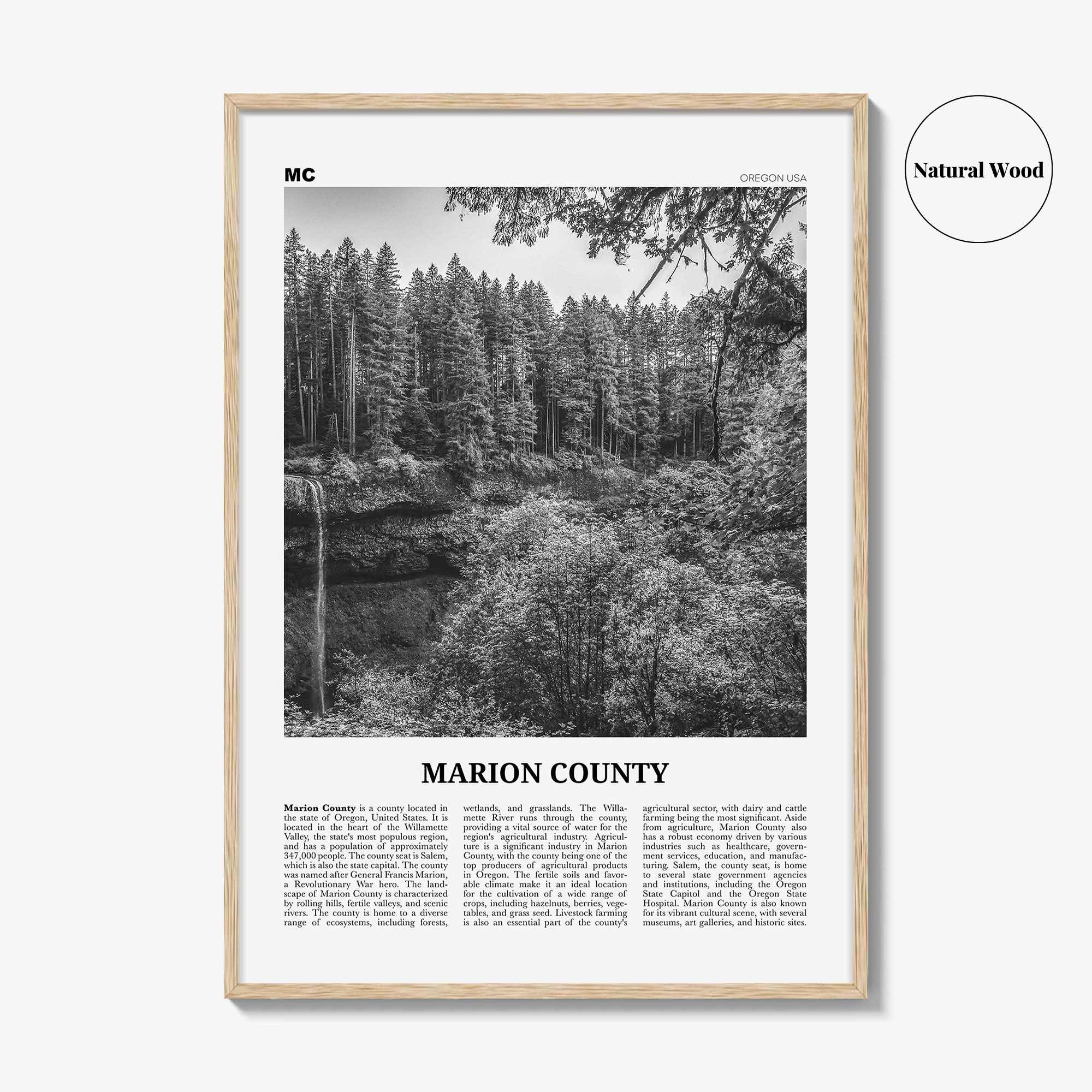 Marion County Print Black and White, Marion County Wall Art, Marion County Poster, Marion Photo, Marion Wall Décor, Marion Map, Indiana, USA