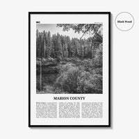 Marion County Print Black and White, Marion County Wall Art, Marion County Poster, Marion Photo, Marion Wall Décor, Marion Map, Indiana, USA