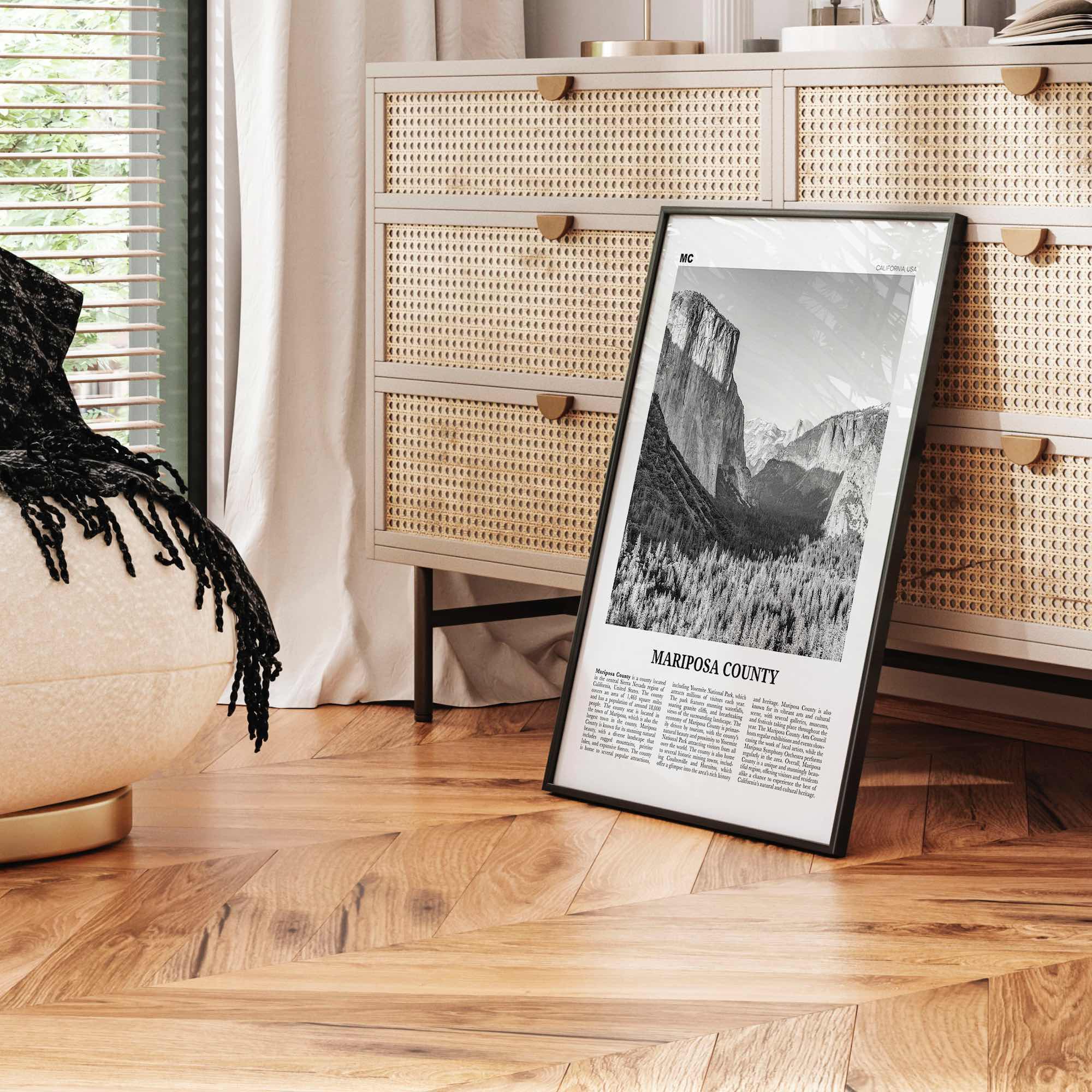 Mariposa County Print Black and White, Mariposa County Wall Art, Mariposa County Poster, Mariposa Photo, Mariposa Wall Décor, Mariposa Map