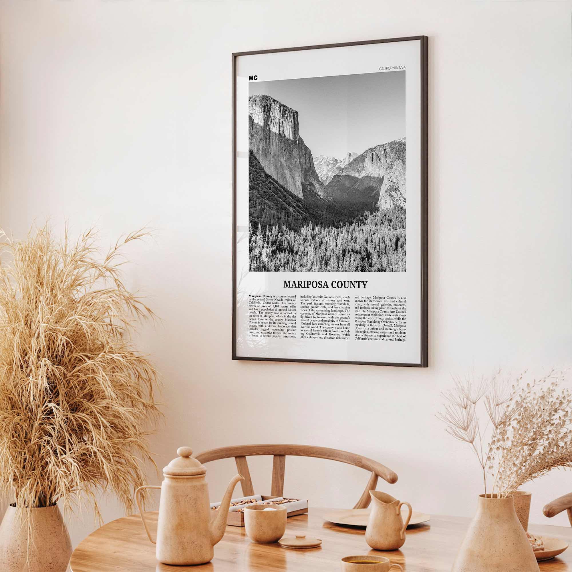 Mariposa County Print Black and White, Mariposa County Wall Art, Mariposa County Poster, Mariposa Photo, Mariposa Wall Décor, Mariposa Map