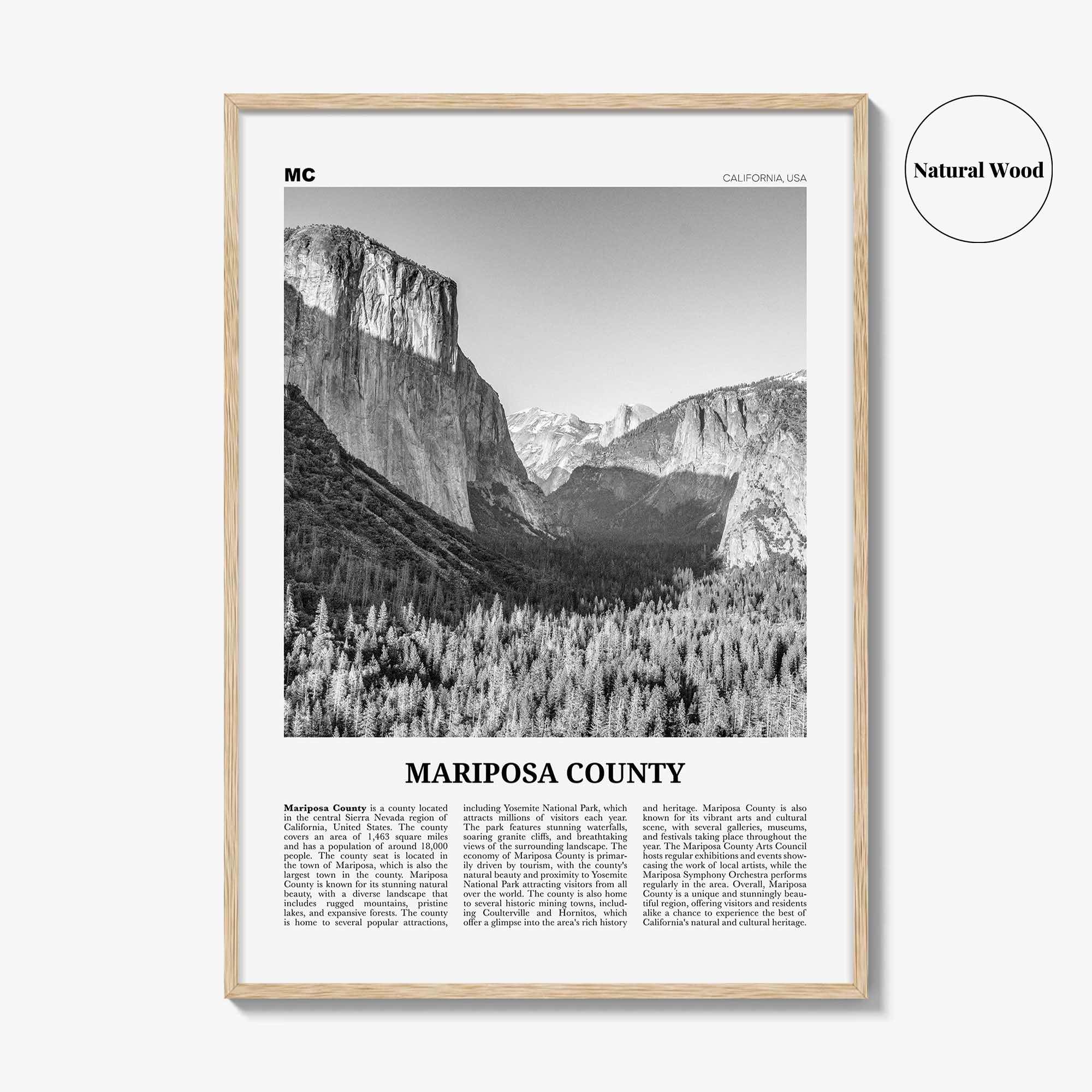 Mariposa County Print Black and White, Mariposa County Wall Art, Mariposa County Poster, Mariposa Photo, Mariposa Wall Décor, Mariposa Map