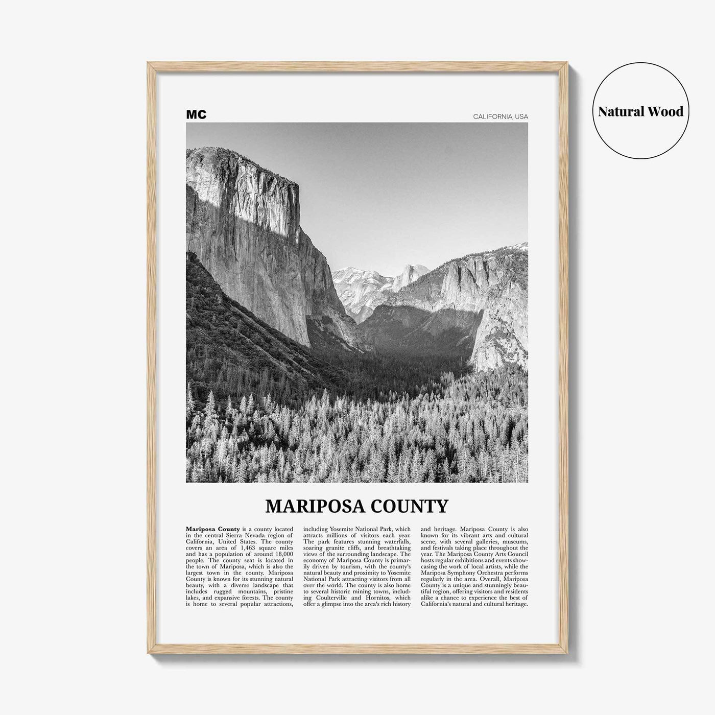 Mariposa County Print Black and White, Mariposa County Wall Art, Mariposa County Poster, Mariposa Photo, Mariposa Wall Décor, Mariposa Map