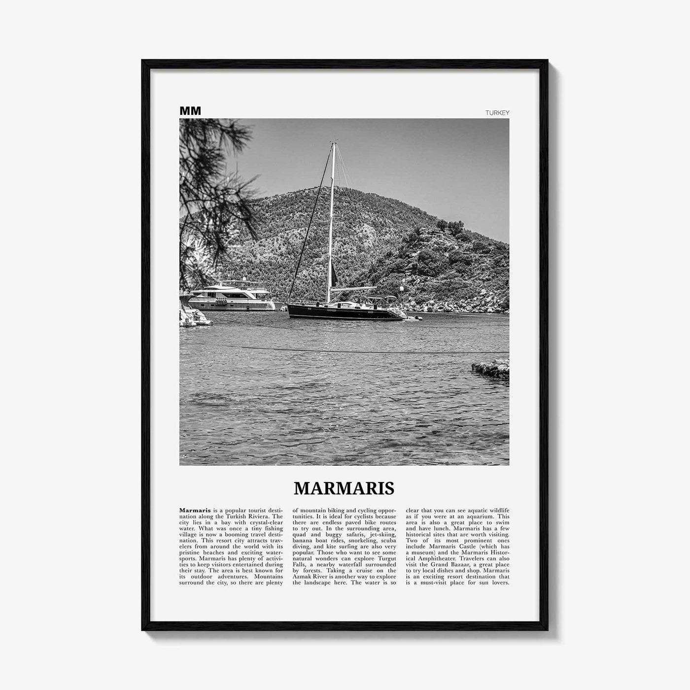 Marmaris Print Black and White, Marmaris Wall Art, Marmaris Poster, Marmaris Photo, Marmaris Wall Décor, Turkey, Europe, Türkiye, Turkish