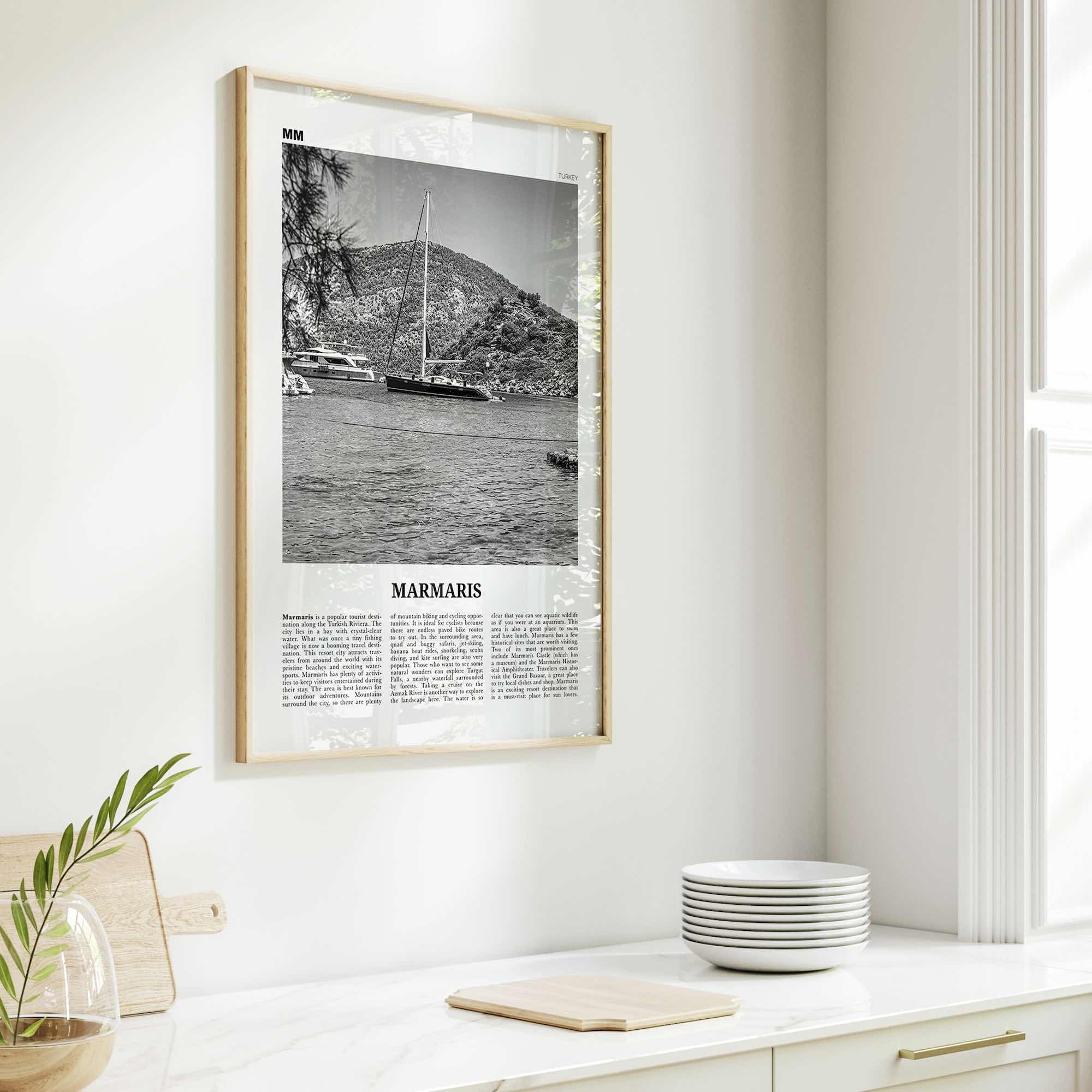 Marmaris Print Black and White, Marmaris Wall Art, Marmaris Poster, Marmaris Photo, Marmaris Wall Décor, Turkey, Europe, Türkiye, Turkish